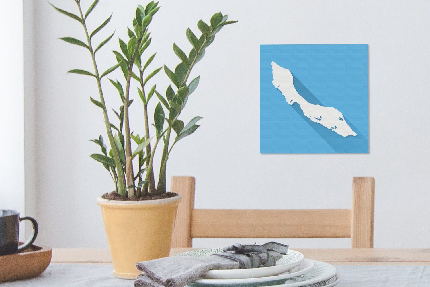 Wohnzimmer OneMillionCanvasses® Bilder für von Illustration Leinwand Eine Schlafzimmer St), Hintergrund, Leinwandbild Curacao (1 auf blauem