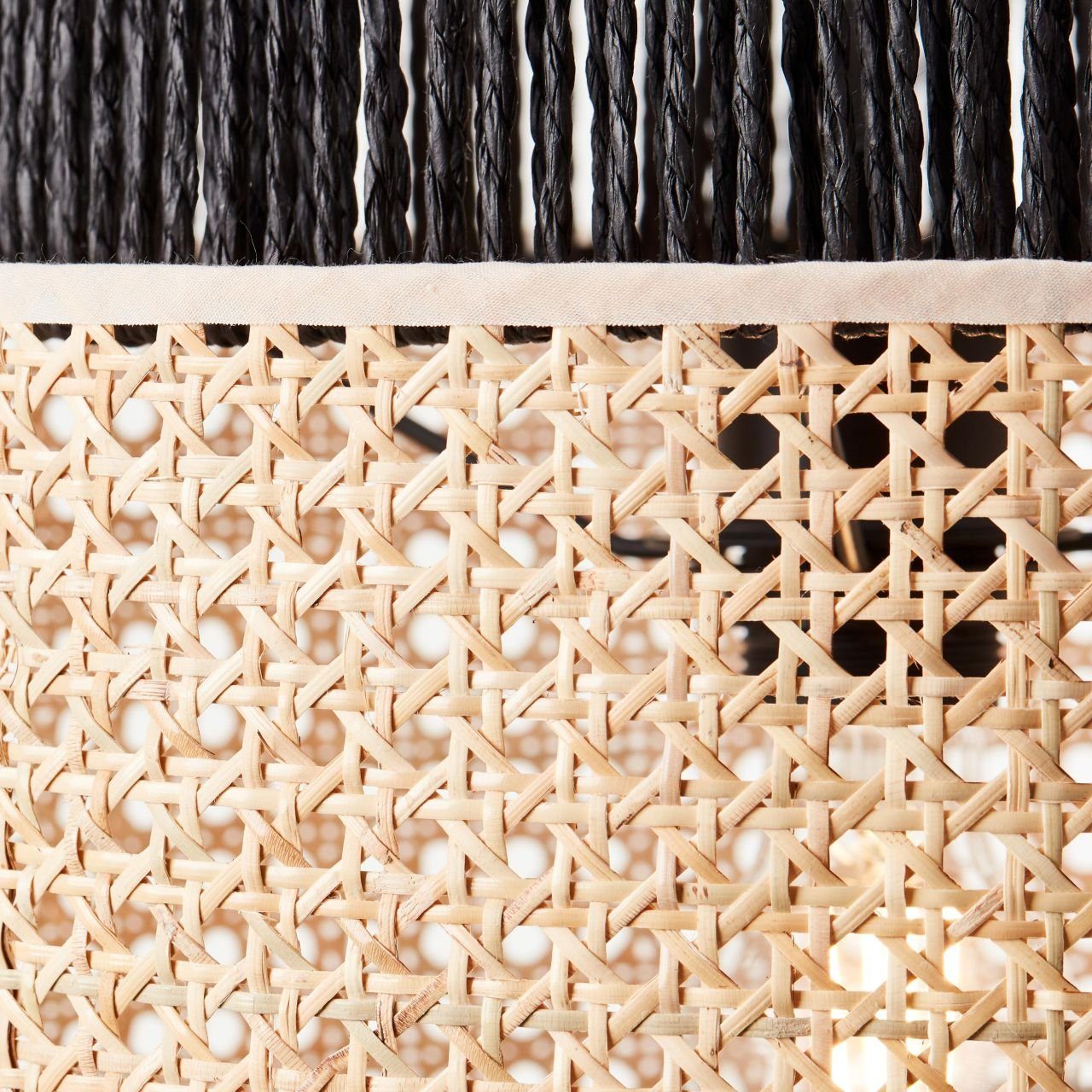 Brilliant Pendelleuchte Arles, ohne Leuchtmittel, Hängelampe 35cm schwarzmatt/rattan