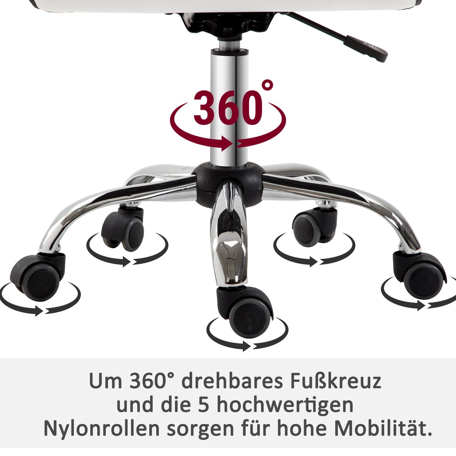 SeedWave Bürostuhl Höhenverstellbarer Kunstleder Drehstuhl/Salonstuhl mit Rückenlehne, Komfort-Schaumstoff, 5 Nylonrollen, stabile Fußkreuz