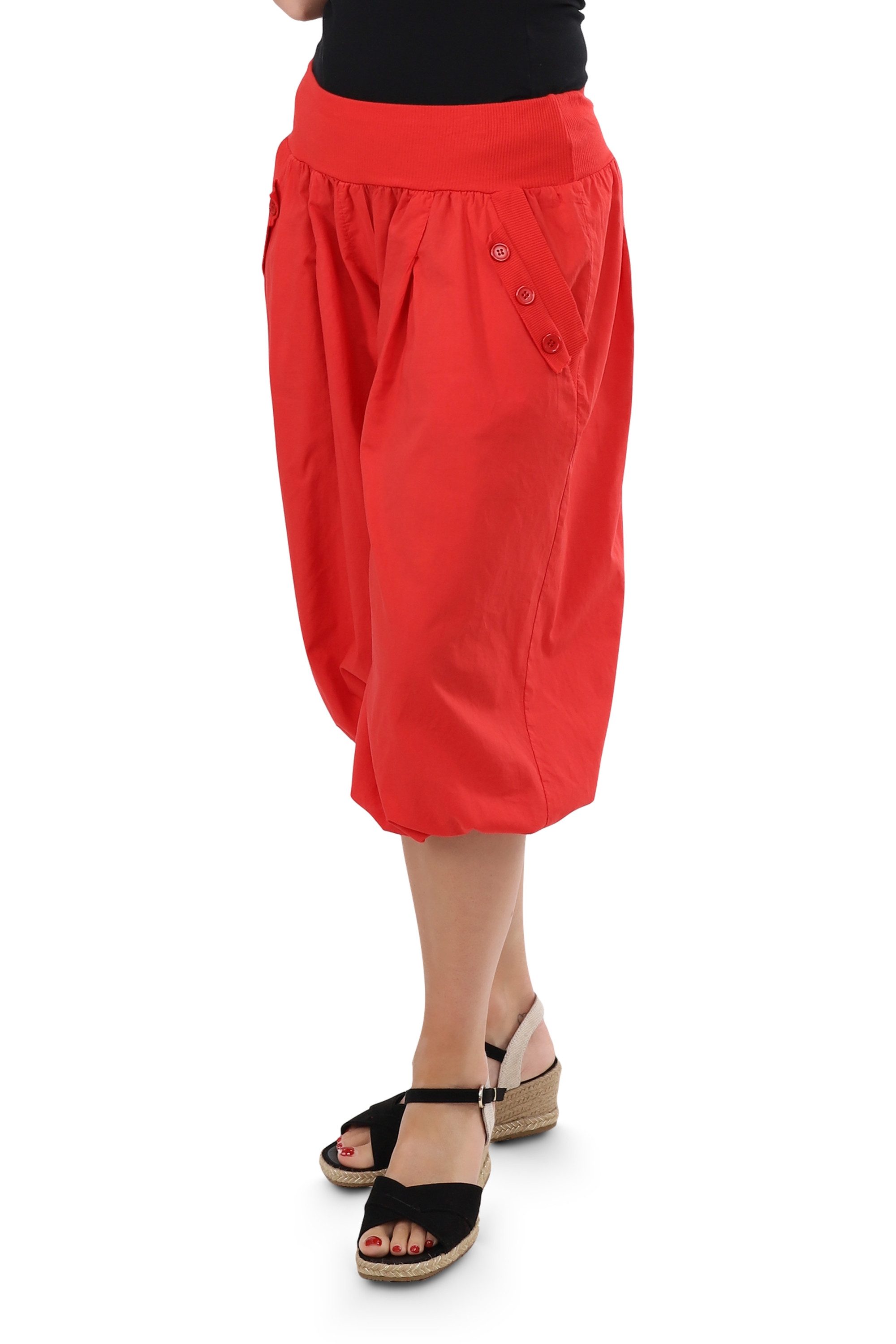 malito more than fashion Caprihose malito Damen Pumphose Capri 23286P kurze low waist Aladinhose Caprihose in Unifarben Einheitsgröße