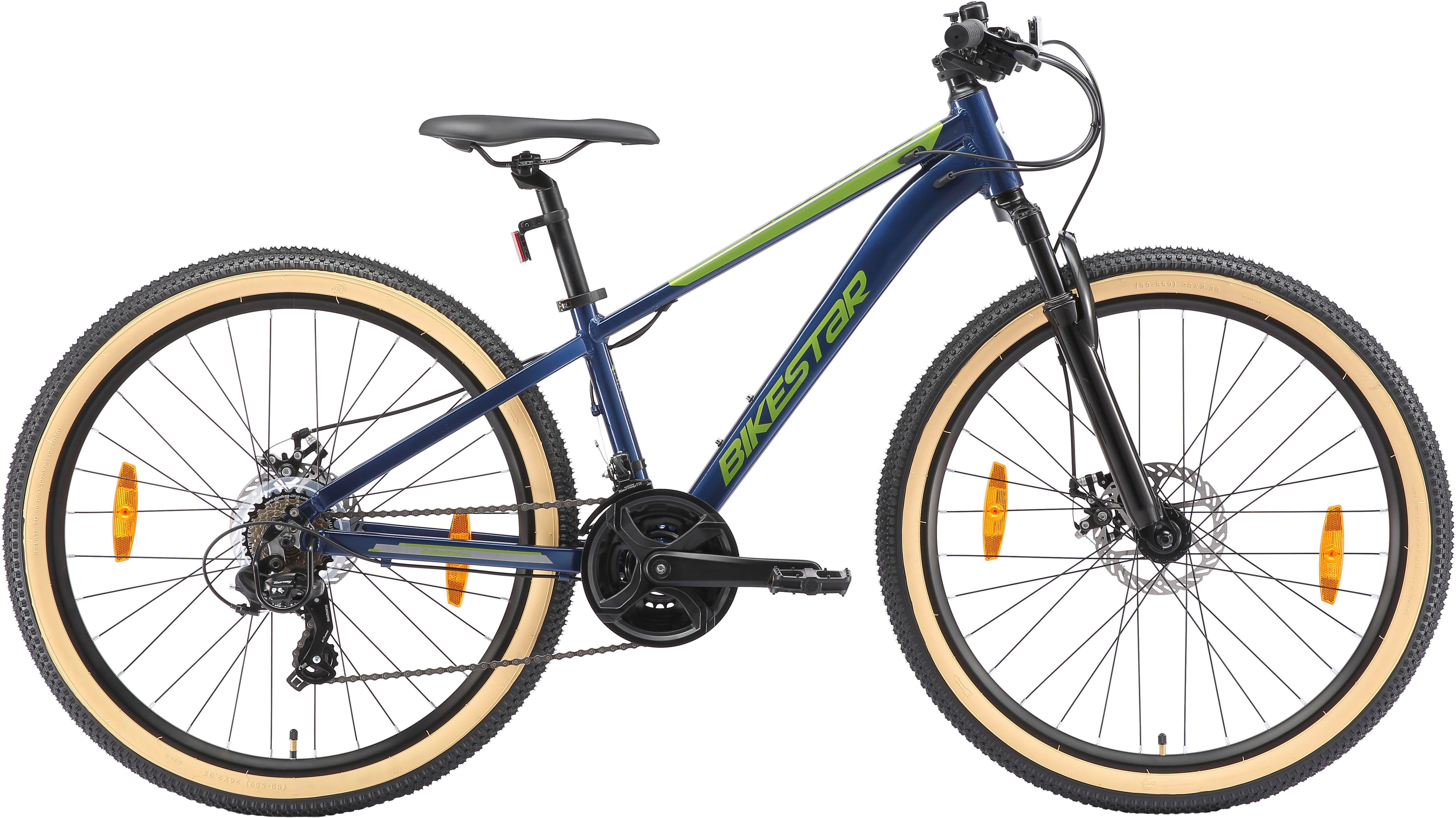 Bikestar Mountainbike, 21 Gang Shimano RD-TY300 Schaltwerk, Kettenschaltung, für Damen und Herren, Kettenschaltung