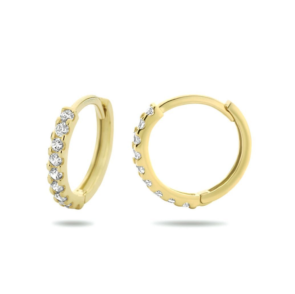 NICEANDnoble Paar Ohrhänger 585er Gelbgold Ohrringe Klapp-Creolen mit Zirko günstig online kaufen