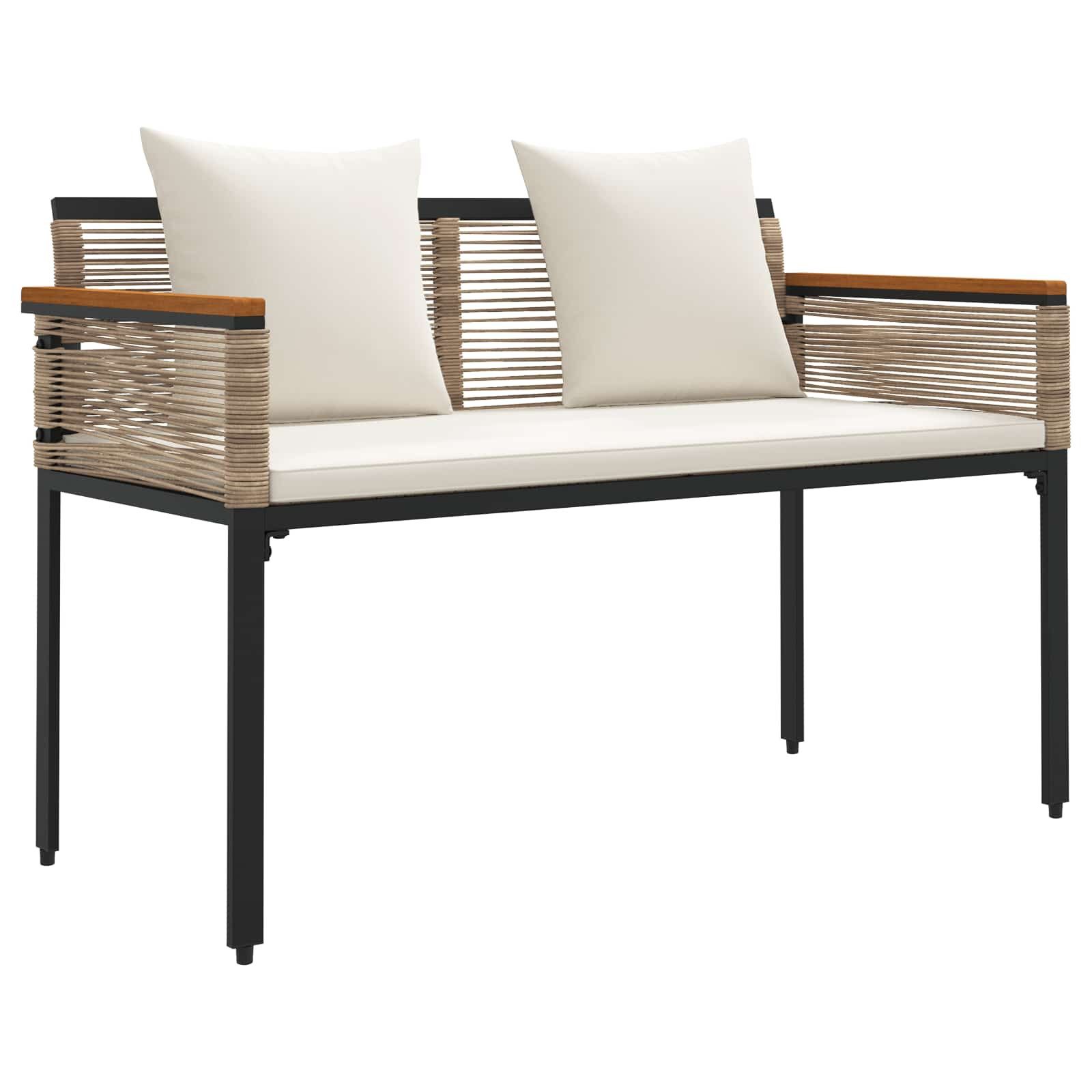 Gartenbank Bank Outdoor Beige und Cremeweiß 117 x 54 x 74,5 cm Poly-Rattan