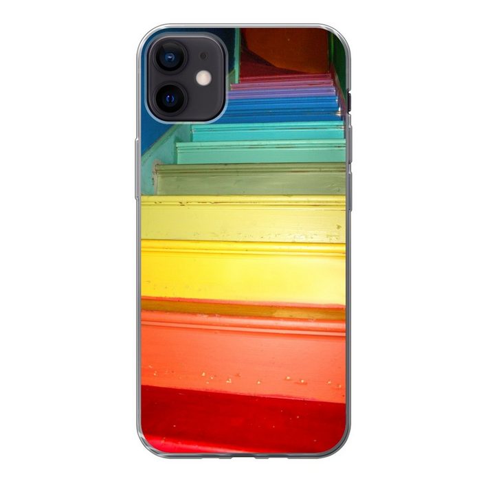 MuchoWow Handyhülle Treppe in den Farben des Regenbogens Handyhülle Apple iPhone 12 Mini Smartphone-Bumper Print Handy