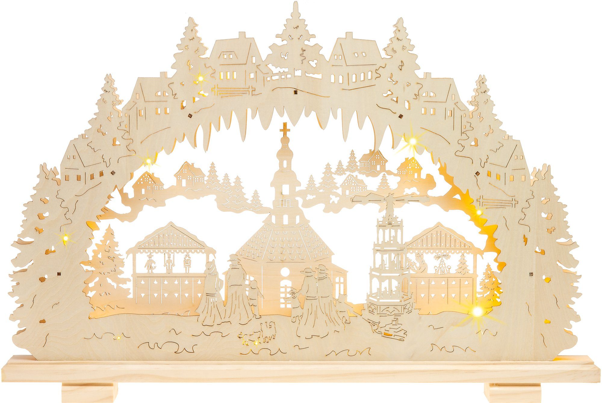 SIKORA Schwibbogen LB38 Seiffener Weihnachtsmarkt mit LED Beleuchtung B:57c günstig online kaufen