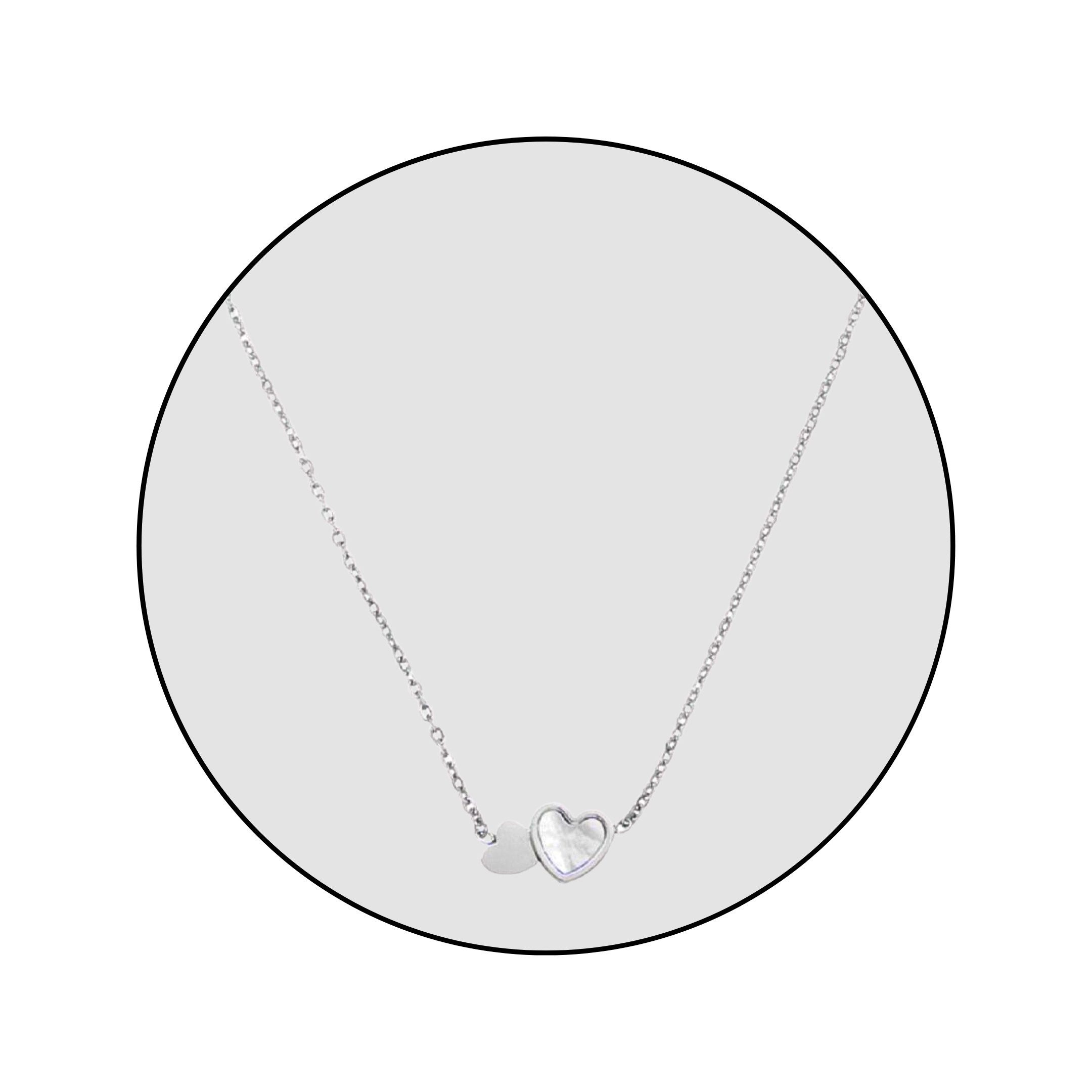 Edelstahlkette Edelstahl Schmuck Perlmutt Doppelherz Halskette
