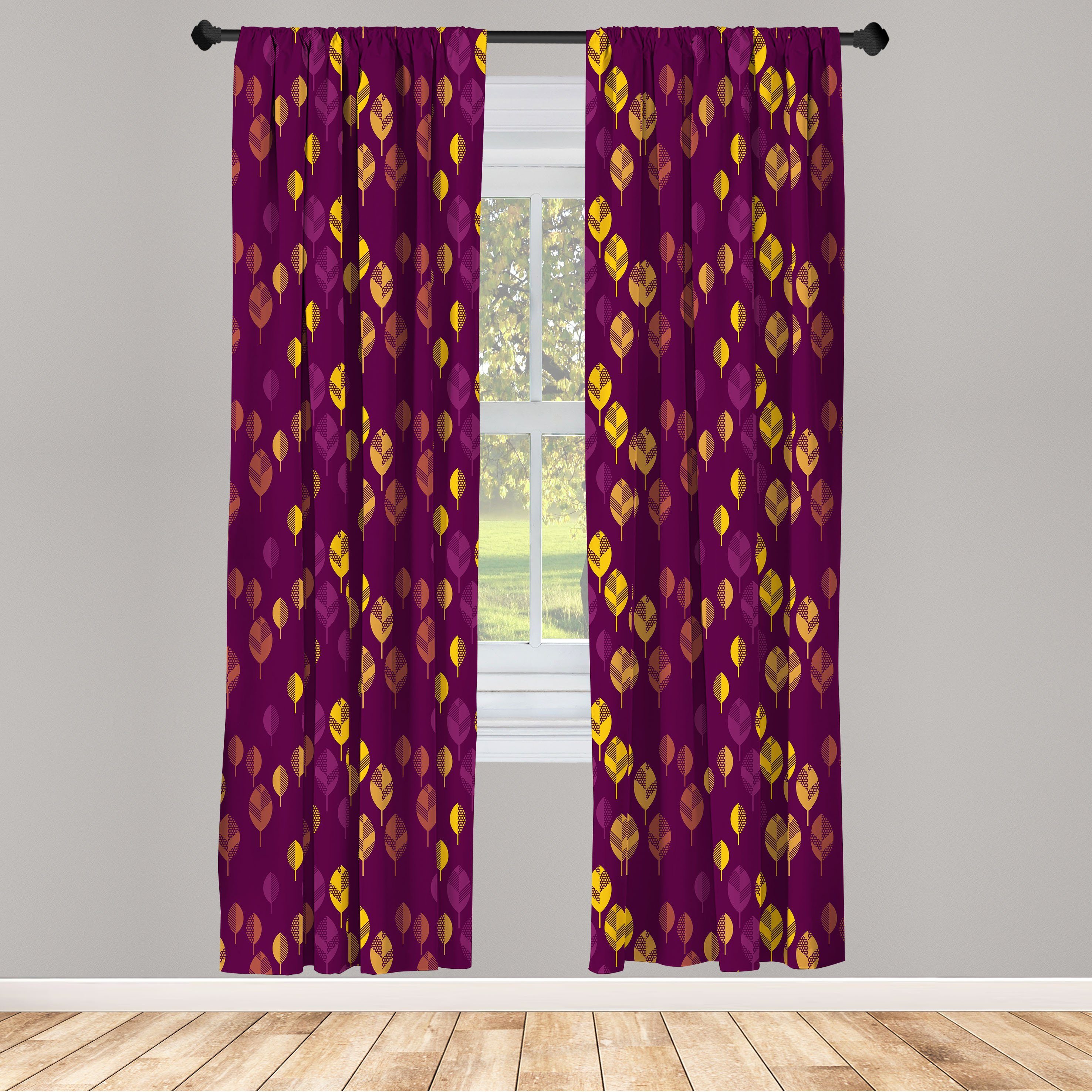 Gardine Vorhang für Wohnzimmer Schlafzimmer Dekor, Abakuhaus, Microfaser, Herbst Natur Warme Töne Cozy Kunst