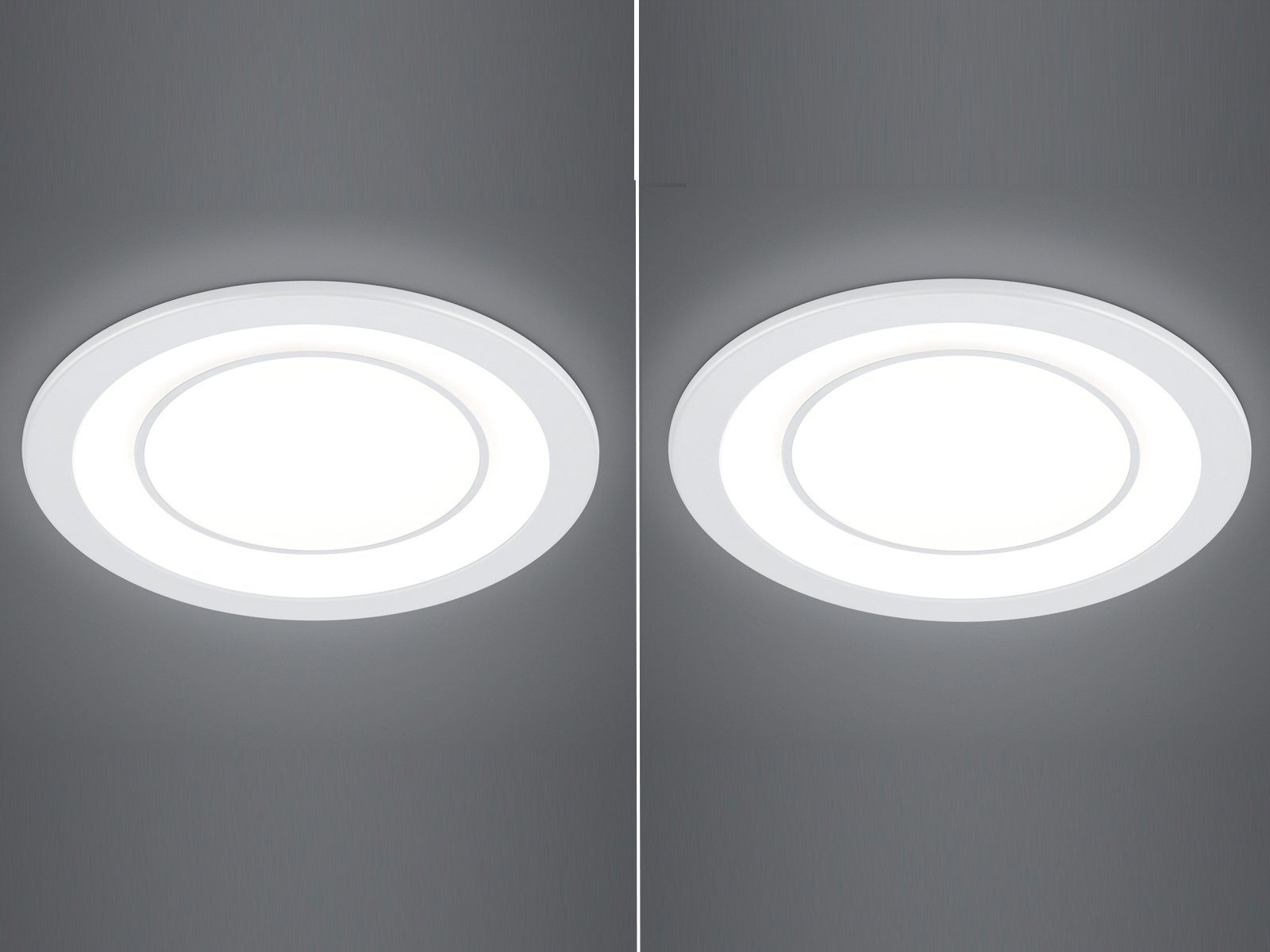TRIO Leuchten LED Einbaustrahler, LED fest integriert, Warmweiß, 2er Set Deckeneinbauleuchte Deckenspot Treppenhaus Beleuchtung Ø14,8cm
