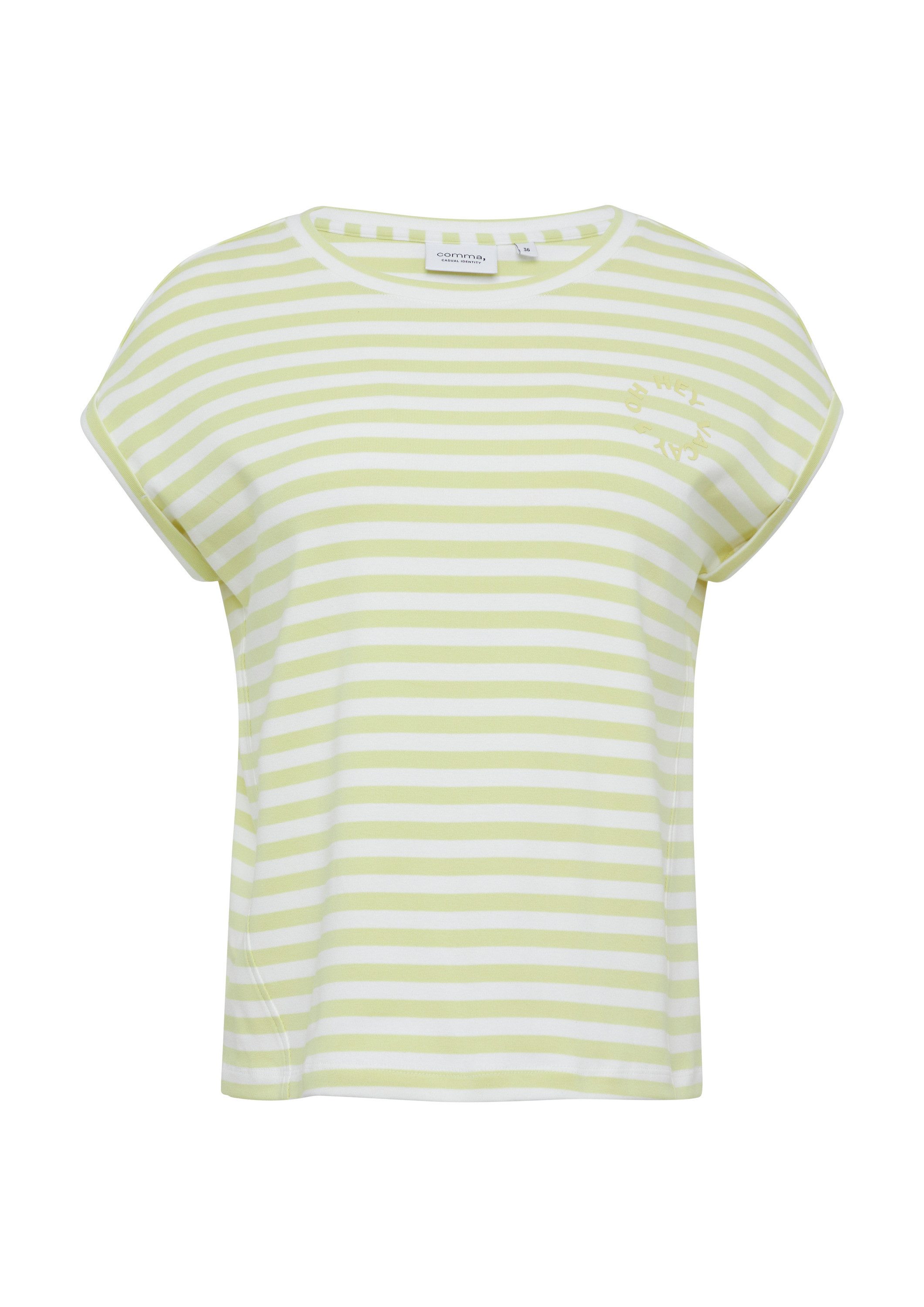 comma Kurzarmshirt T-Shirt Gestreiftes T-Shirt mit verlegter Seitennaht und günstig online kaufen