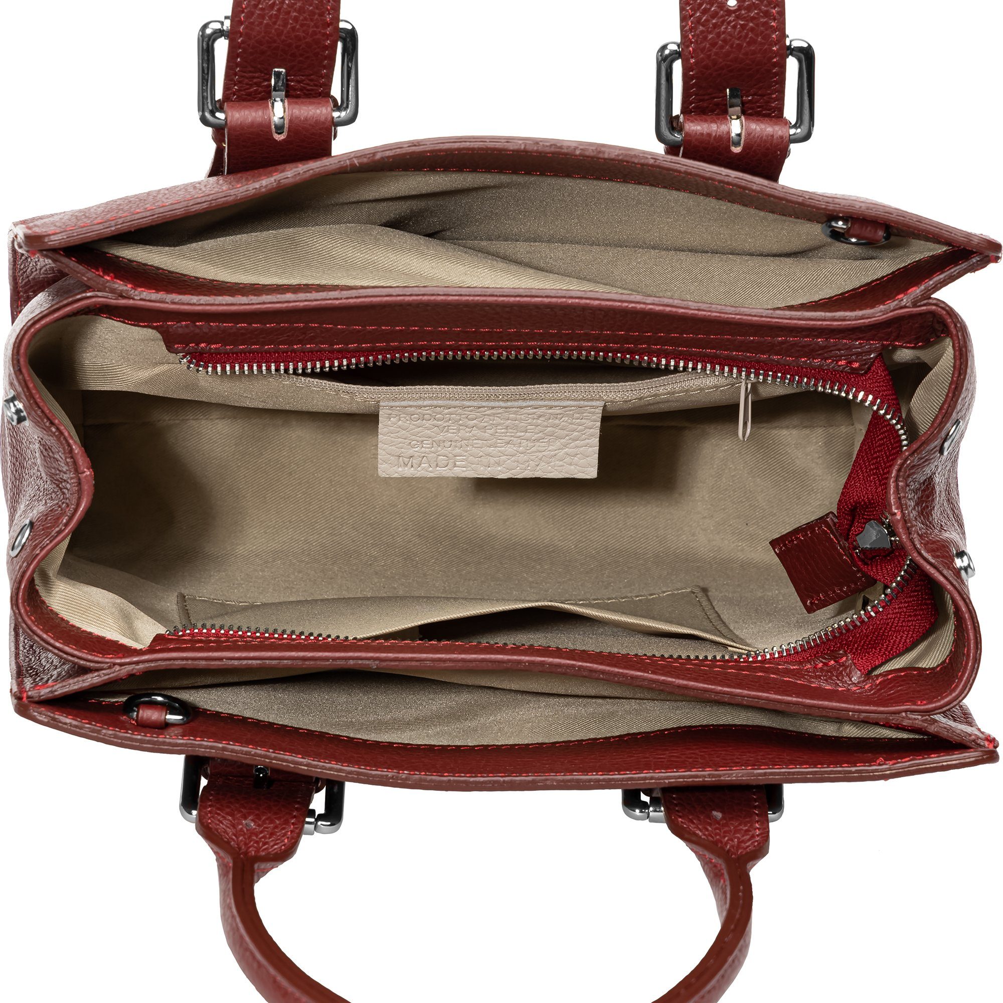 Caspar Henkeltasche Damen Leder Handtasche Kelly Bag - PREMIUM LINE - Modell No.807, elegant, robust & unempfindlich - 100% Echtleder - Handmade in Italy