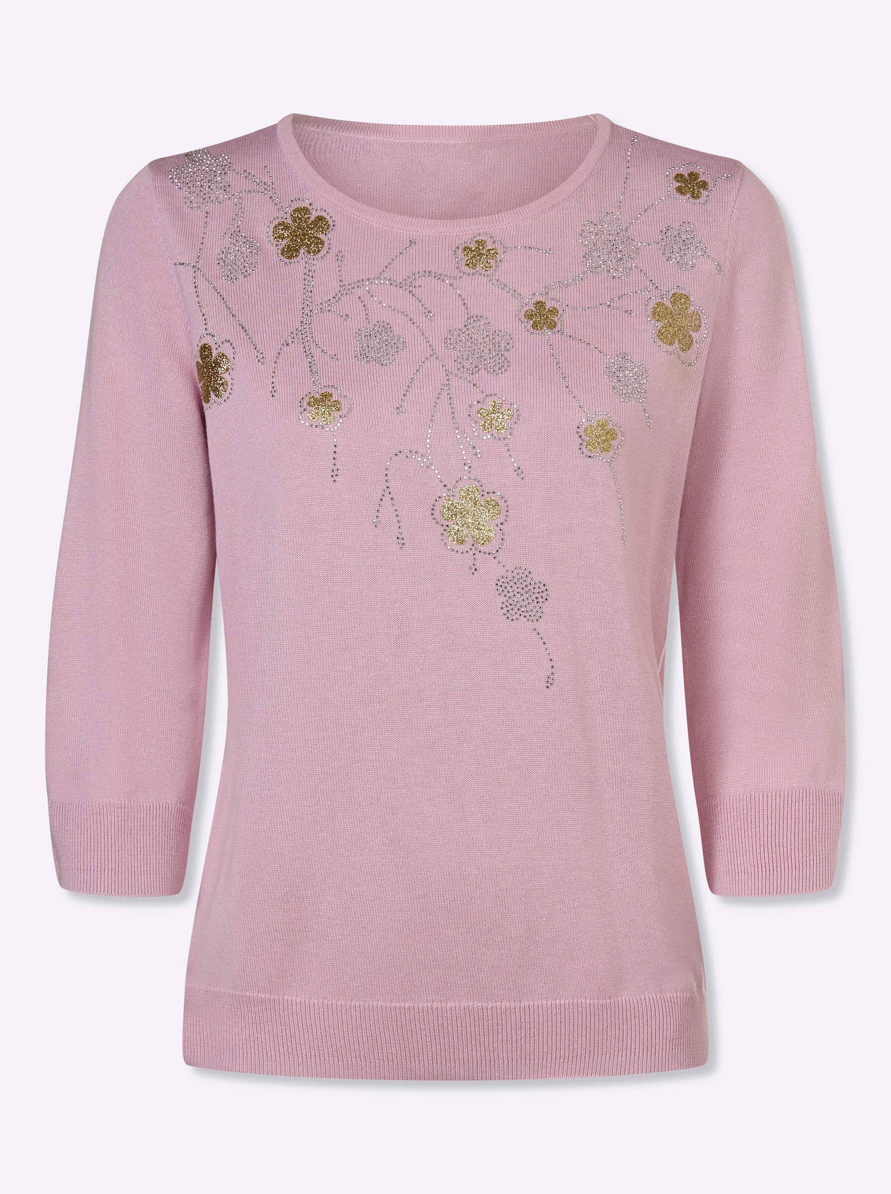 Strickpullover Rundhals-Pullover 3/4-Arm Jersey