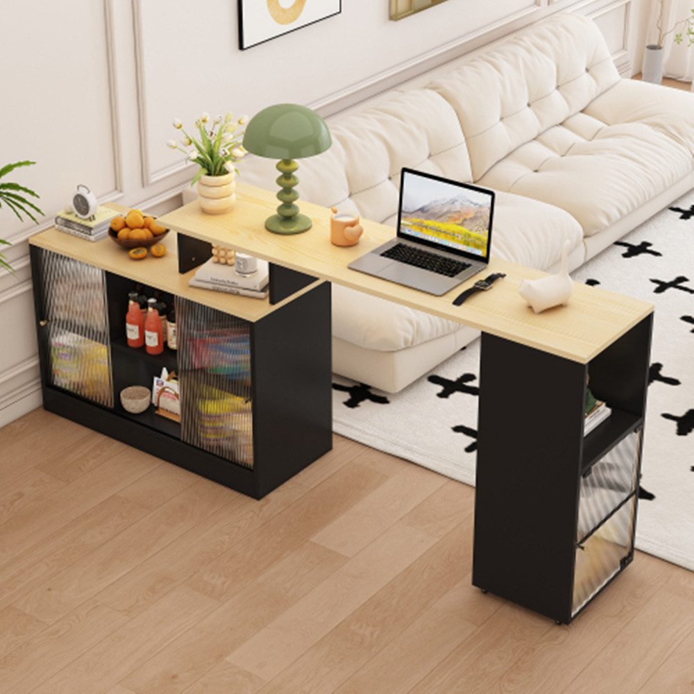 XDeer Bartisch Ausziehbarer Bartisch mit Stauraum,Sideboard,Beweglicher Bar Table, Stehtisch, Bistrotisch,Hochtisch,Großer Stauraum