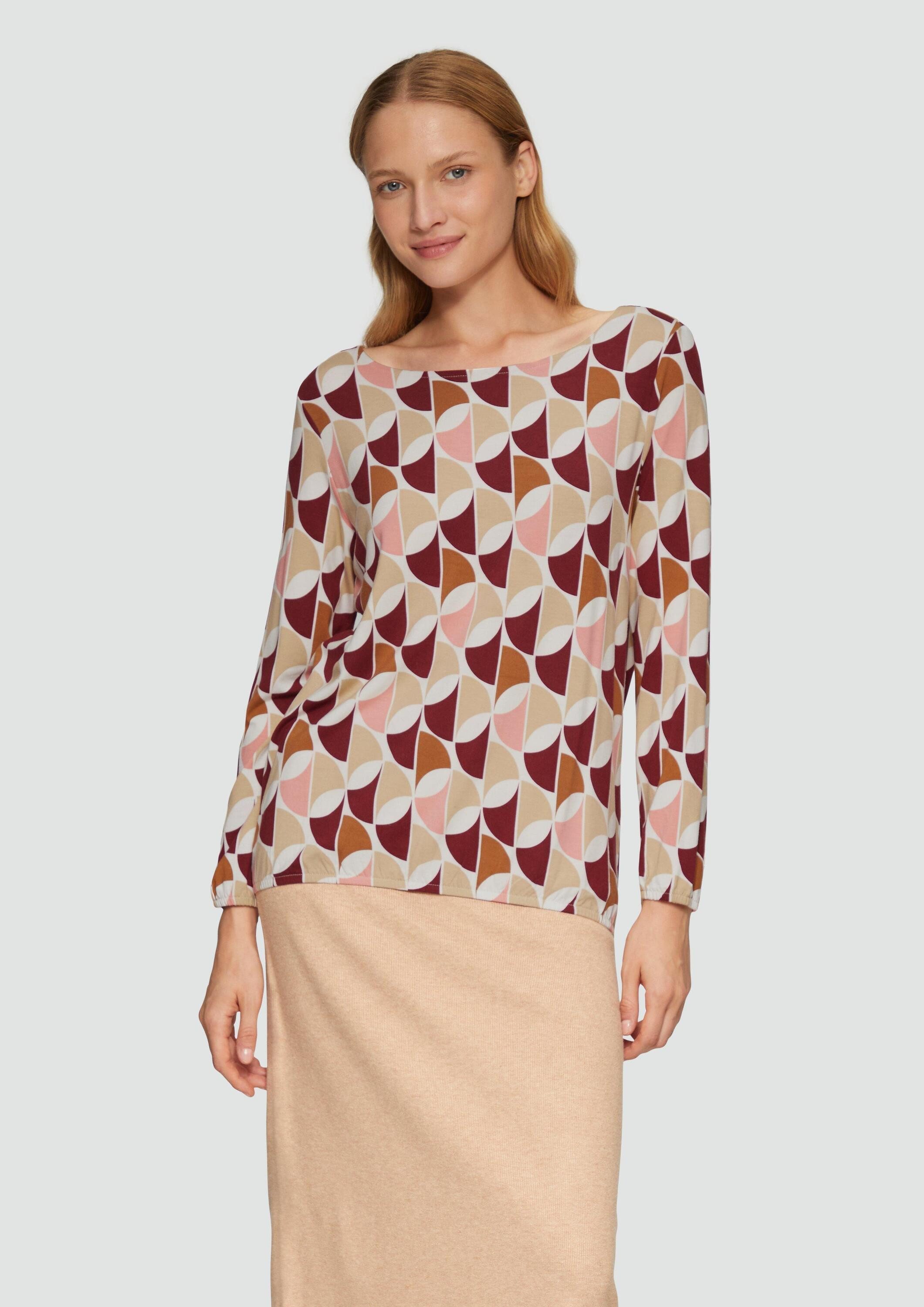 s.Oliver Langarmshirt T-Shirt Fließendes Blusenshirt mit U-Boot-Ausschnitt günstig online kaufen