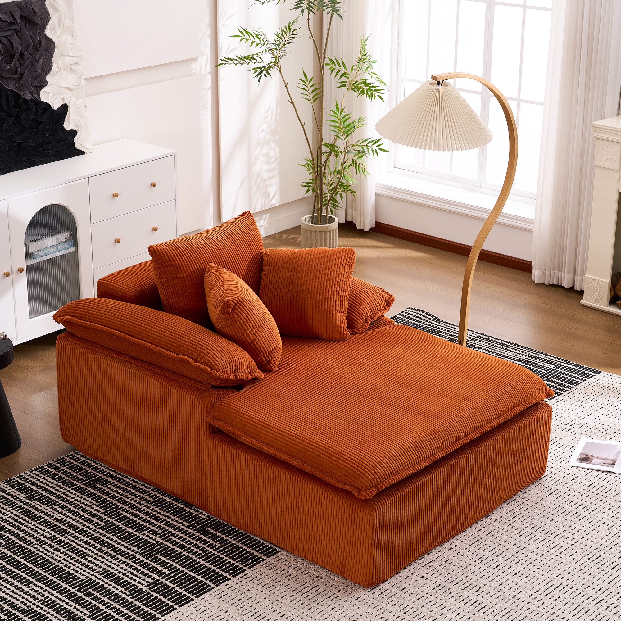 Odikalo Loungesofa Schlafsofa Relaxsofa Freizeitsofa Polstermöbel mehrfarbig, Ein 122 cm hohes, rahmenloses Relaxsofa im Indoor-Stil. Es bietet hohen Lesekomfort, ist mit breiten Armlehnen ausgestattet und muss nicht montiert werden.