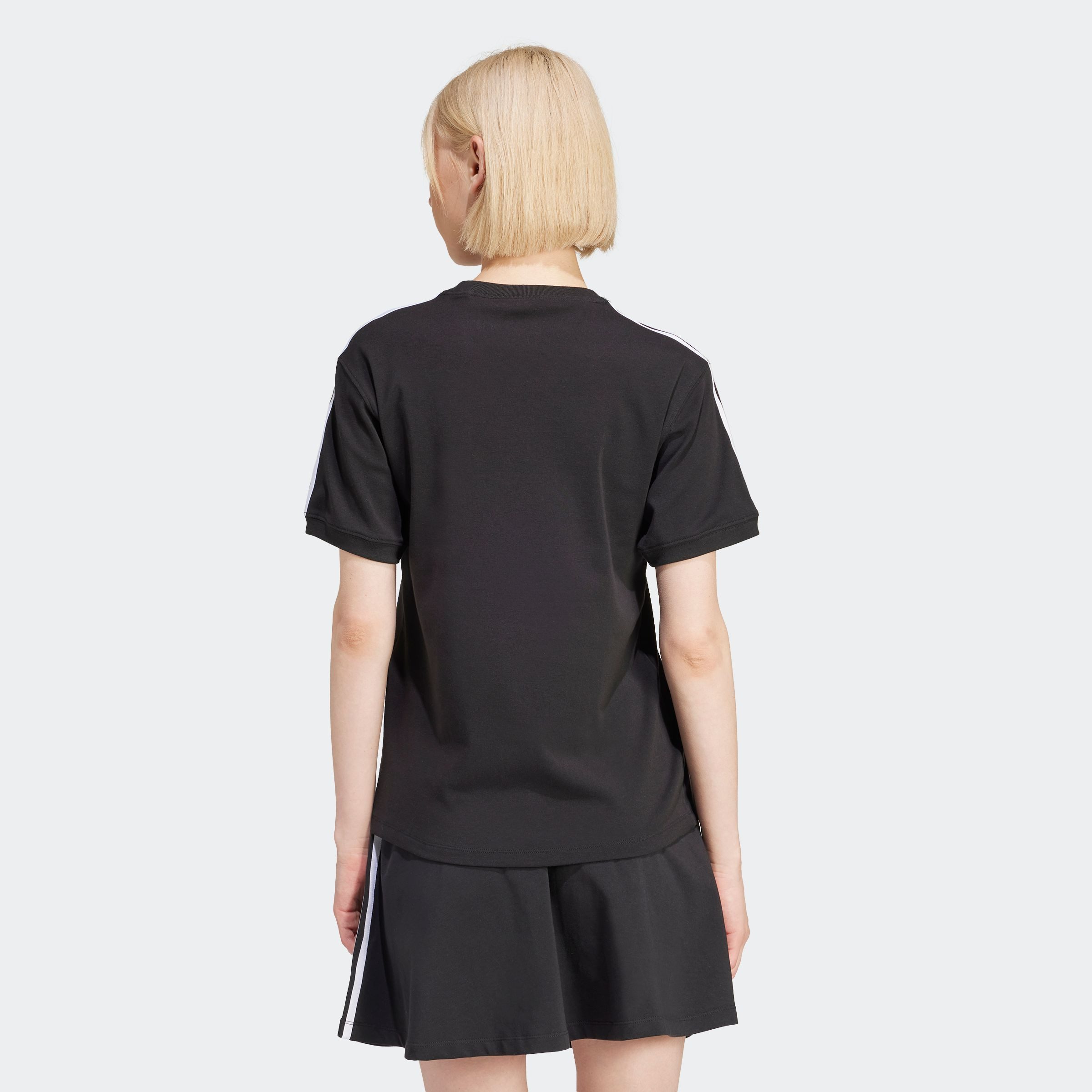 adidas Originals T-Shirt 3-STREIFEN ohne Verschluss, mit Rippdetails, aus Baumwolle und Elasthan