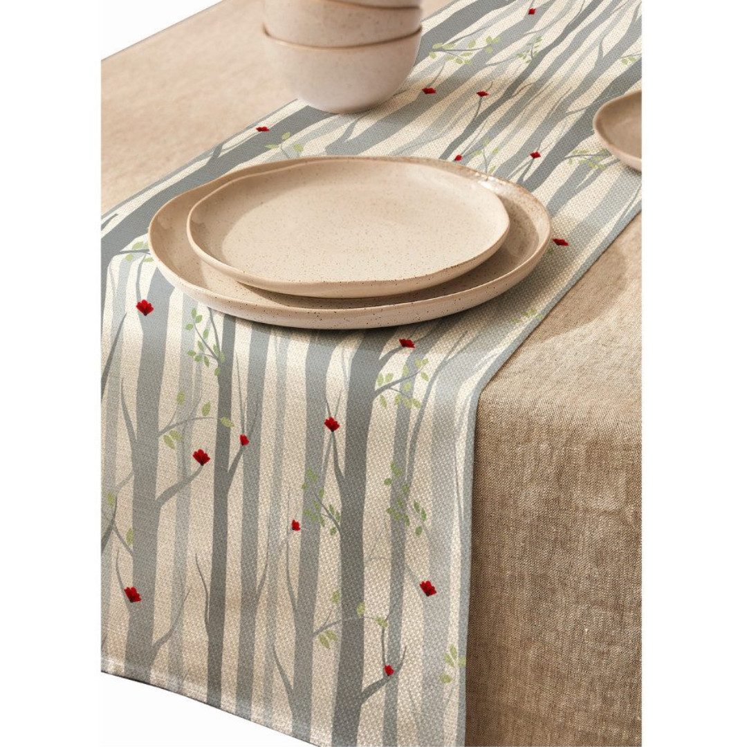 LIVINA HOME Tischläufer Premium Tischdecke abwaschbar, Tischband, moderne Leinenoptik Decke, Tischtuch, Juteband, Gartentischdecke, Tafeltuch