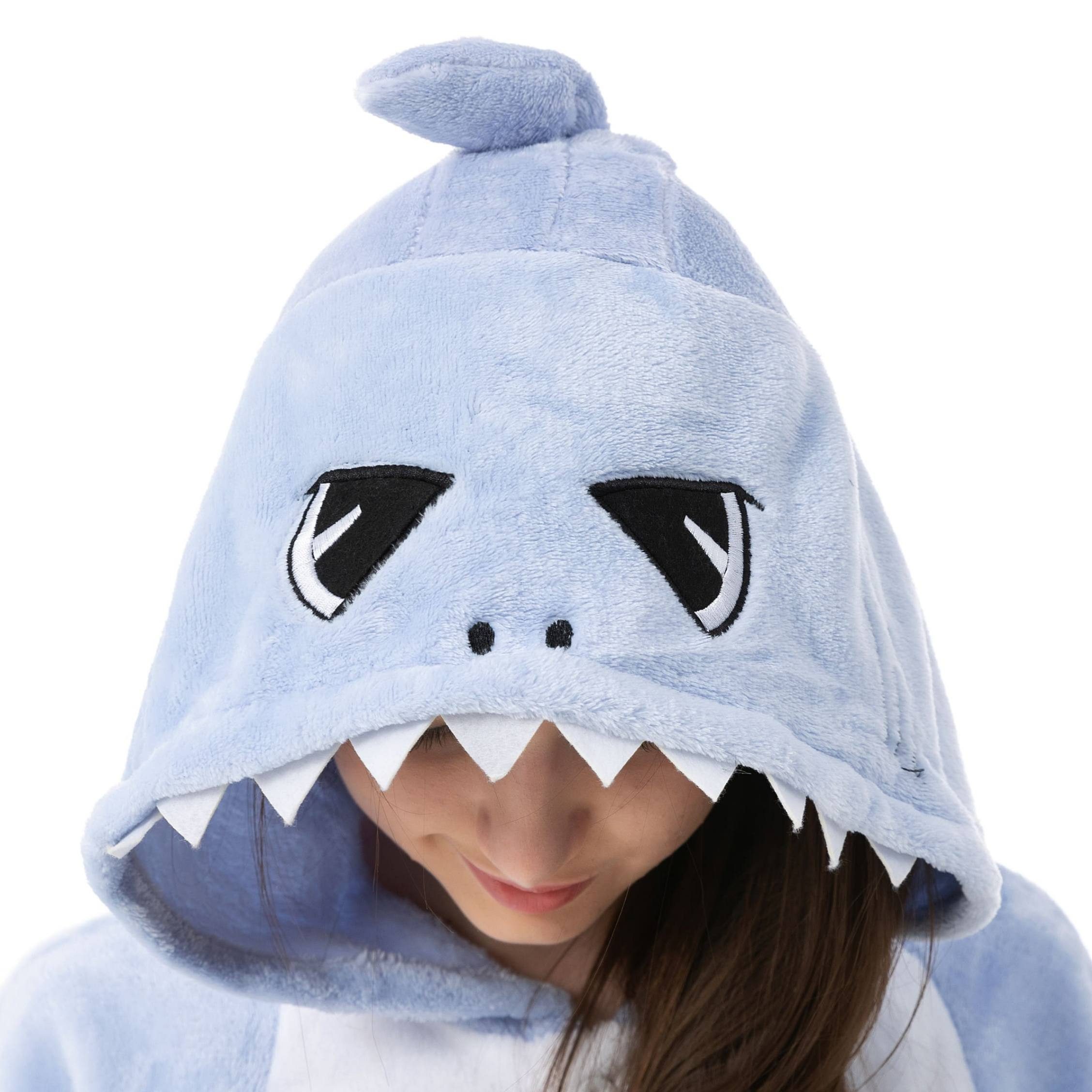 Katara Partyanzug Meerestiere Jumpsuit Kostüm für Erwachsene S-XL, Karneval - Kostüm, Kigurumi - Hai Blau XL (175-185cm)