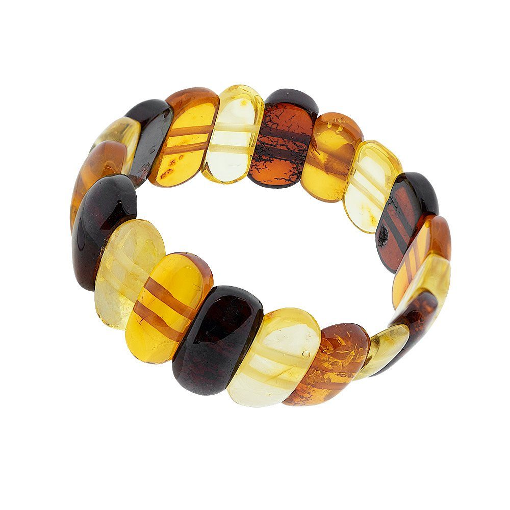 Golders Armband 3-farbiges Stretch-Armband (aus baltischen Naturbernsteinen, 1-tlg., 3-farbig), Damen Schmuck