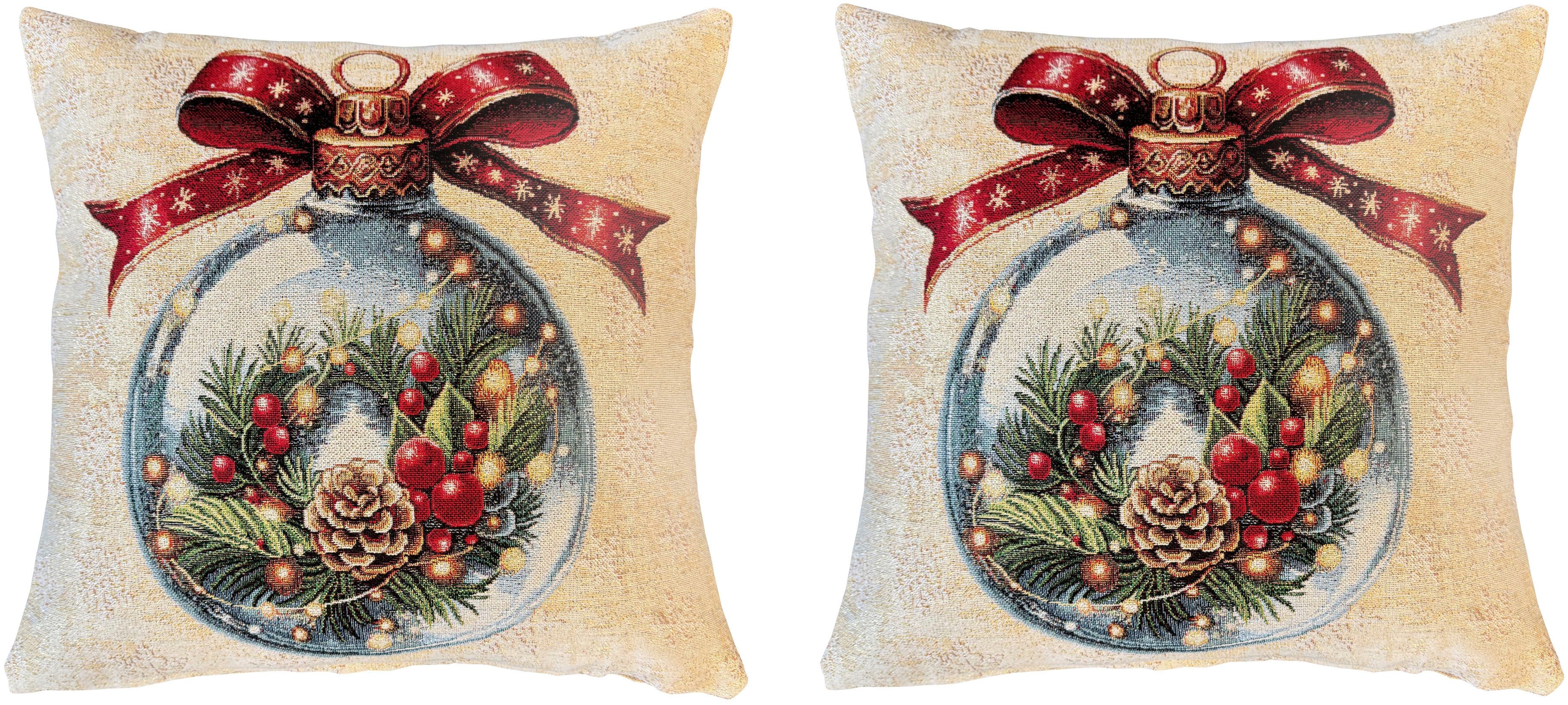 HOME WOHNIDEEN Dekokissen CHRISTMAS BALL, ohne Füllung, Gobelin, SET