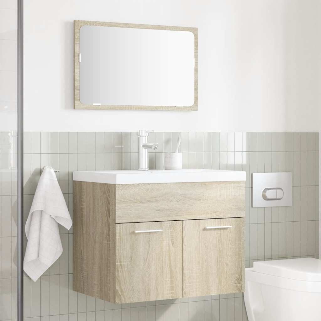 vidaXL Badezimmer-Set 2-tlg. Badmöbel-Set Sonoma-Eiche Holzwerkstoff, günstig online kaufen