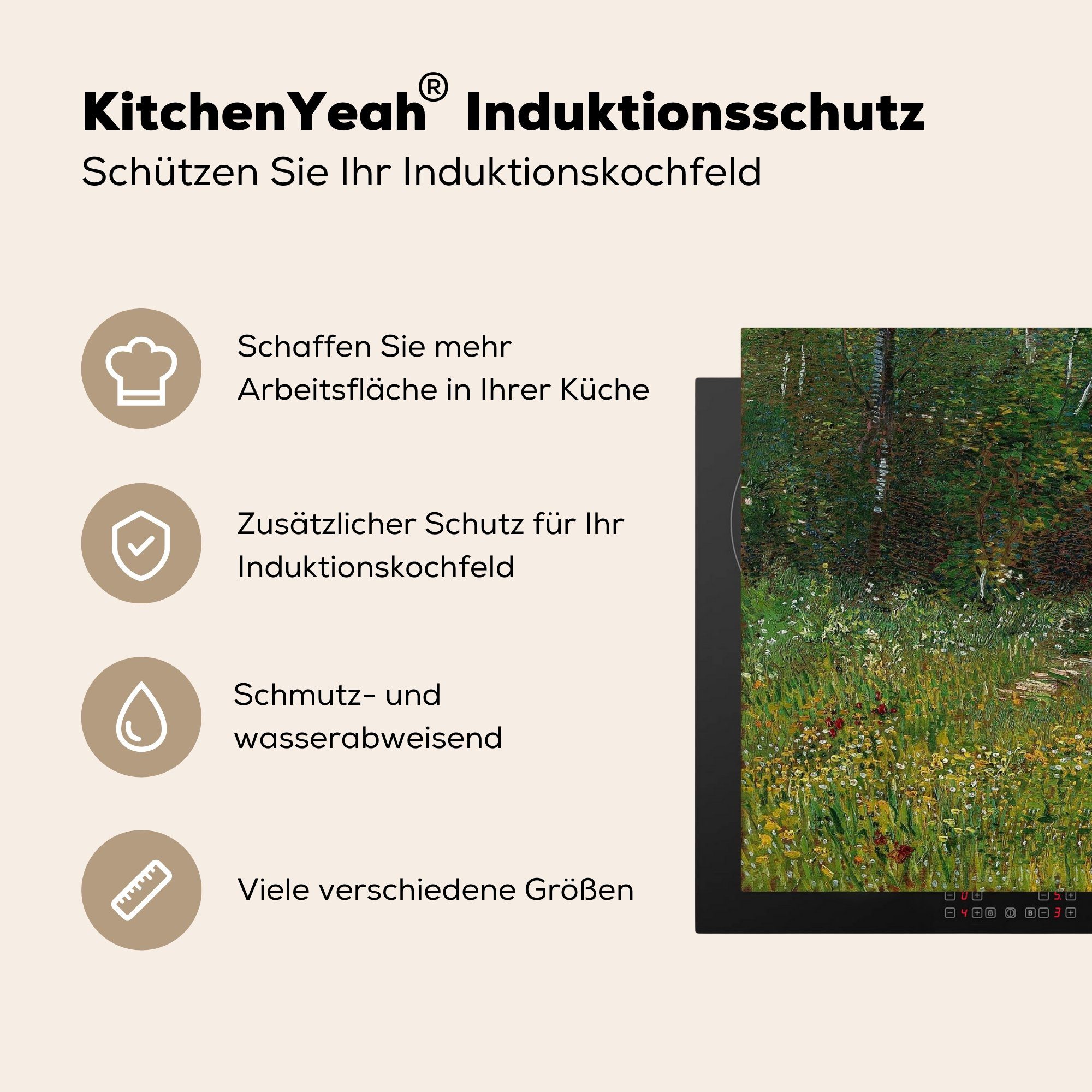 Asnières Gogh, Induktionskochfeld Vinyl, tlg), - cm, Herdblende-/Abdeckplatte MuchoWow (1 71x52 Schutz die van küche, Vincent für Ceranfeldabdeckung