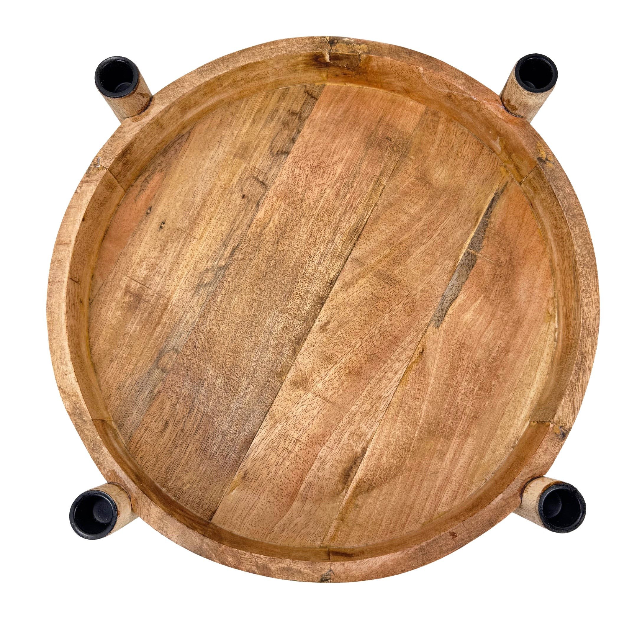 Online-Fuchs Adventskranz aus Mangoholz für Stabkerzen mit schwarzen Kerzen günstig online kaufen