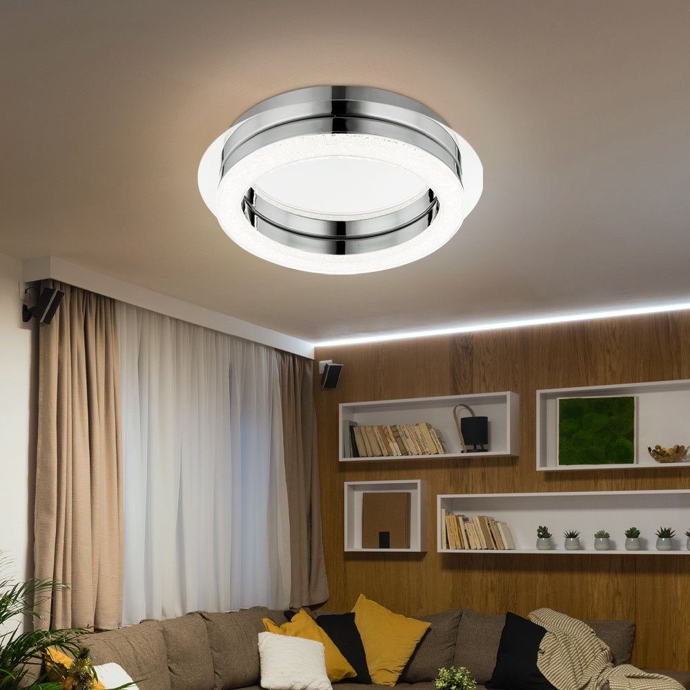 GLOBO LIGHTING LED Deckenleuchte, LED-Leuchtmittel fest verbaut, Neutralweiß, LED Deckenleuchte Deckenlampe Acryl Chrom Kristall-Deko 2er Set