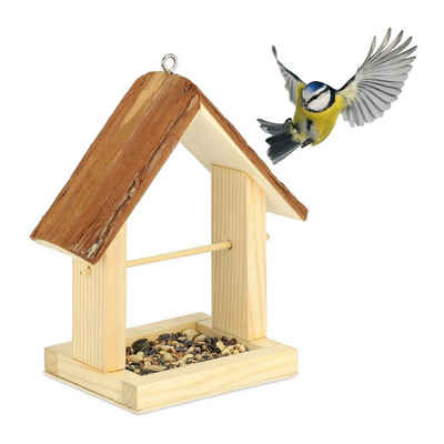relaxdays Vogelhaus Holz Vogelfutterhaus zum Aufhängen