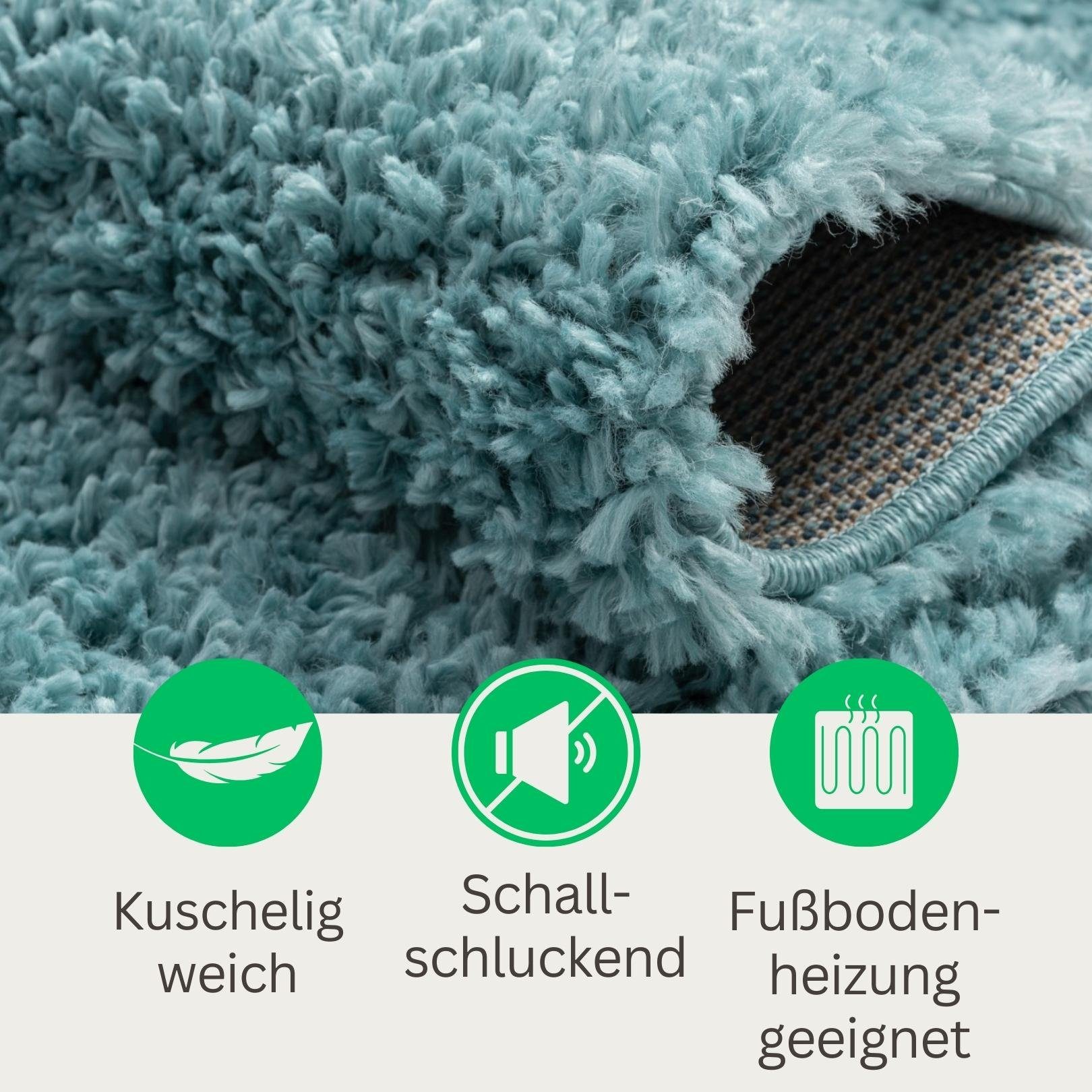 Wohnando Teppich MY-RUG Hochflorteppich Shaggy Star 150x100cm, rechteckig, Höhe: 38 mm, einfarbig, leicht glänzend, extra flauschig – Bild 3 von 5