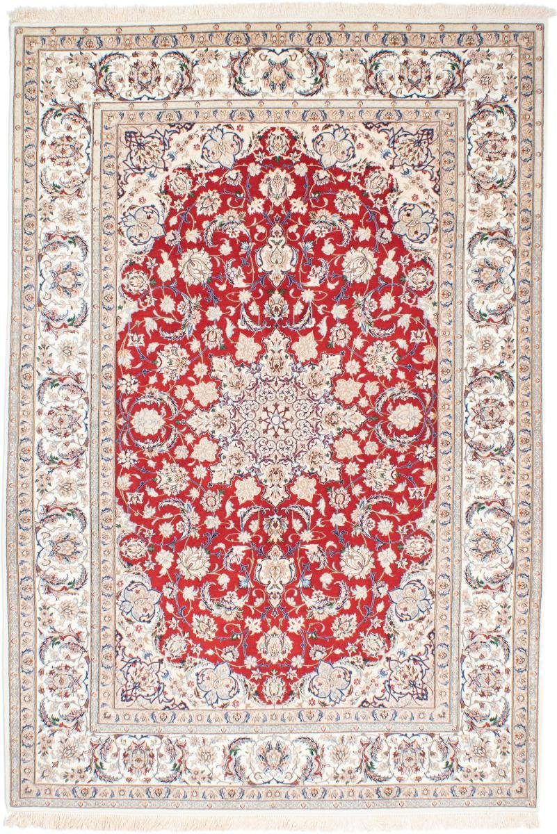 Orientteppich Isfahan Seidenkette 161x238 Handgeknüpfter Orientteppich, Nain Trading, rechteckig, Höhe: 6 mm
