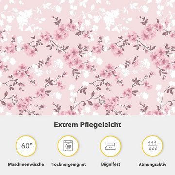 Bettwäsche Renforce Bettwäsche 135x200 cm rosa grau Blumenmuster Kirschblüte, Träumschön