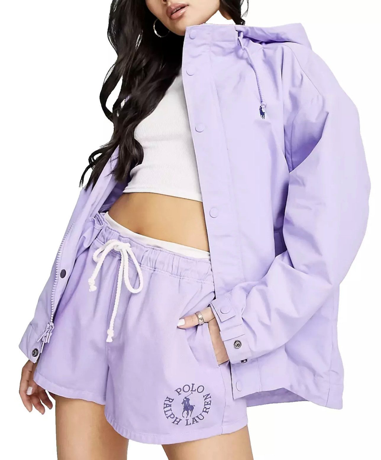 Polo Ralph Lauren Shorts Sweatshorts Kordelzug Sports Hose Lounge Pants Kordelzug, Logo-Stickerei in Lavendel