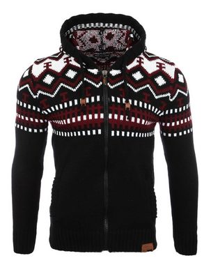 Reslad Strickpullover Reslad Herren Grobstrick Norweger Winter Strickjacke mit Kapuze RS-310 (1-tlg) Strickjacke Zipper Hoodie