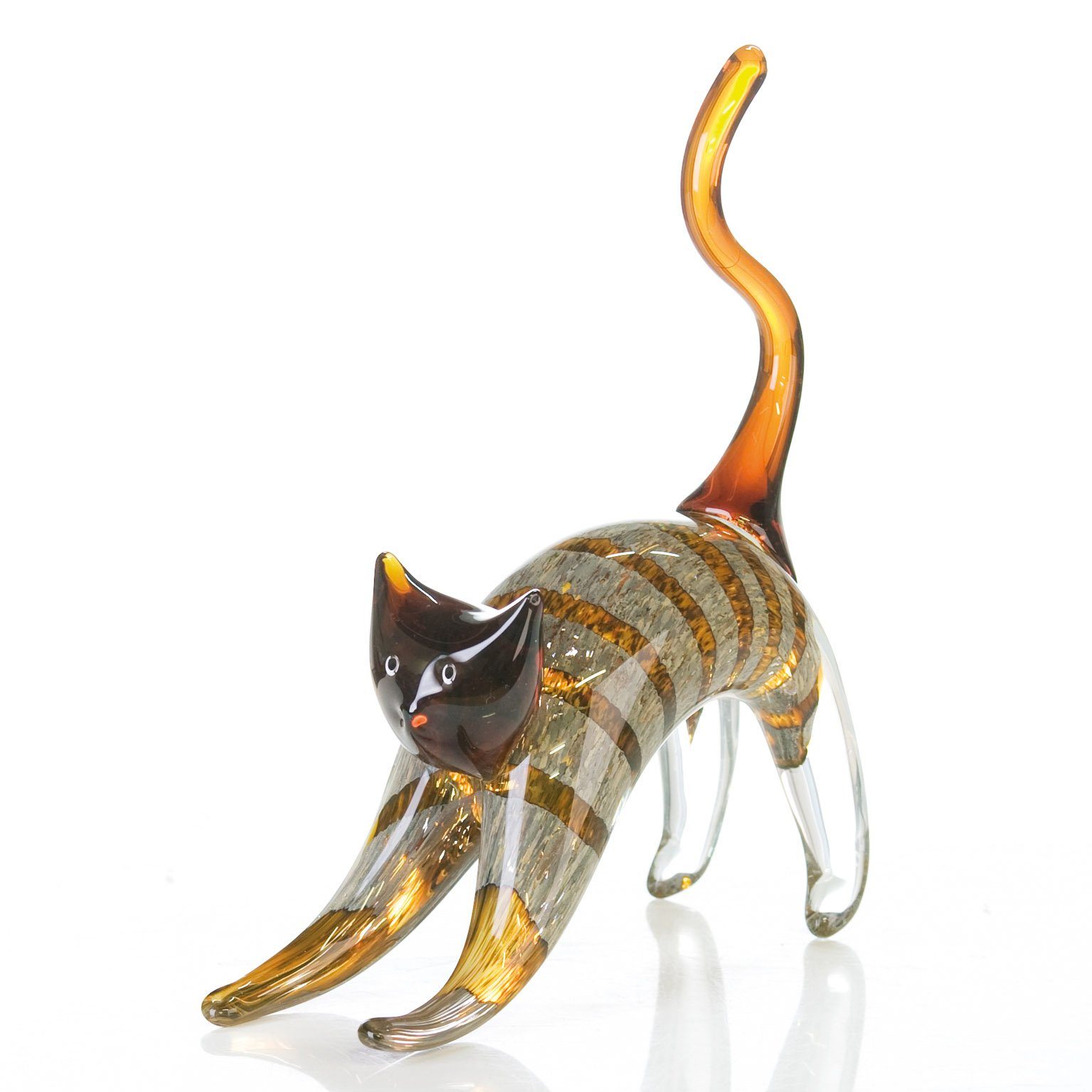 GILDE Dekofigur GILDE Katze Belka - grau-orange - H. 26,5cm x B. 22cm