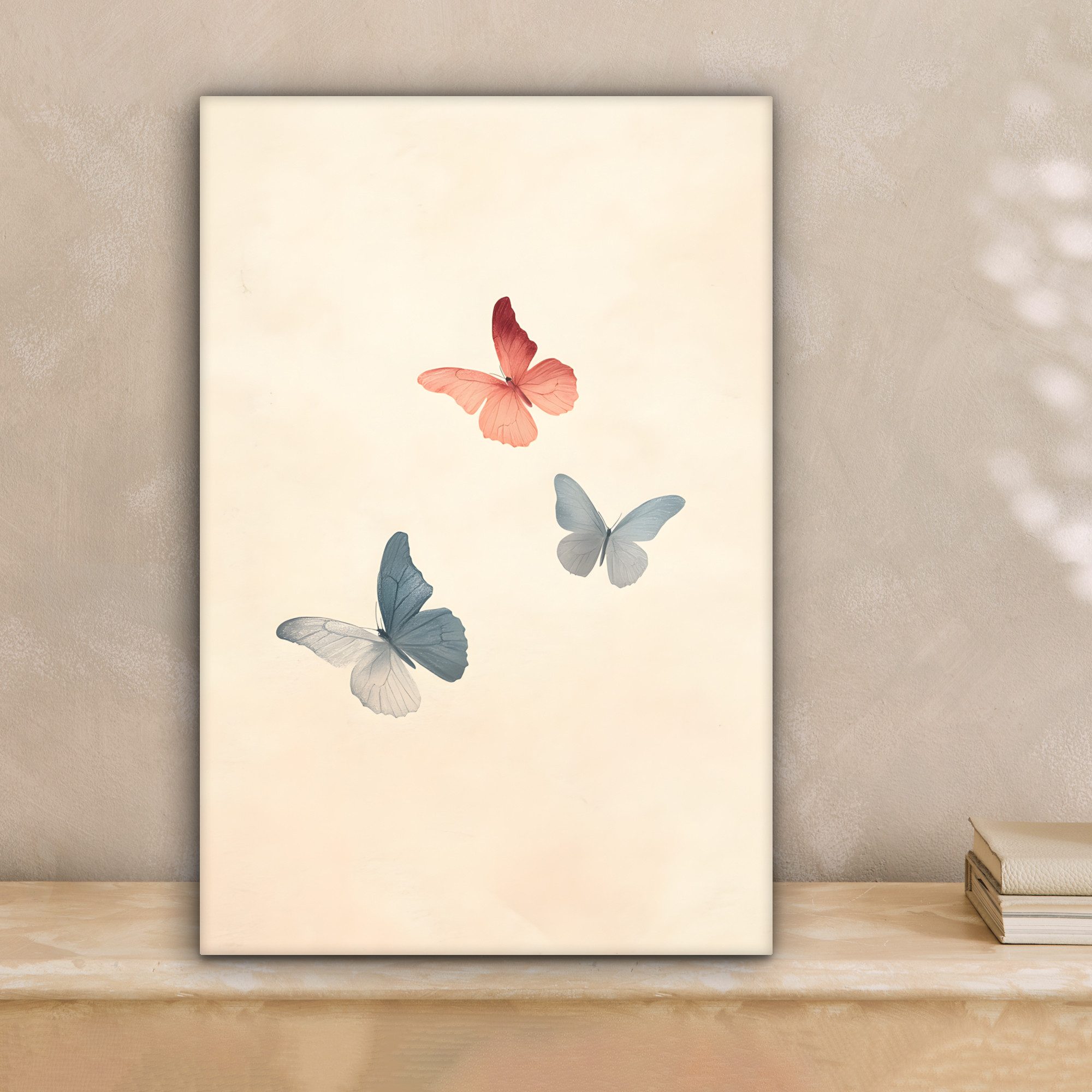 OneMillionCanvasses® Leinwandbild Schmetterlinge - Minimalistisch - Rosa, F günstig online kaufen