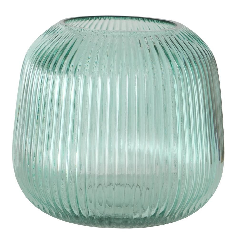 BOLTZE Windlicht Kerzenhalter Reggy Glas türkis 16 cm, handgearbeitet, Reliefstruktur, glänzend, dekorativer Blickfang