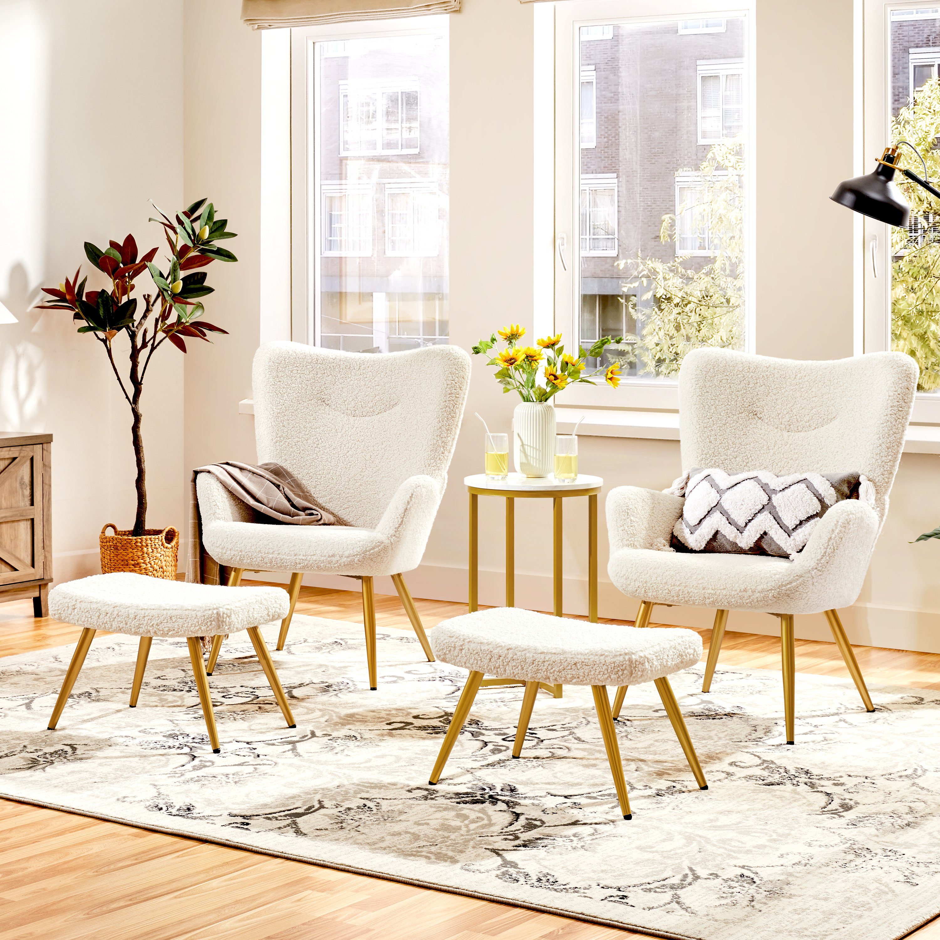 Yaheetech Relaxsessel Ohrensessel mit Hocker, Loungesessel günstig online kaufen