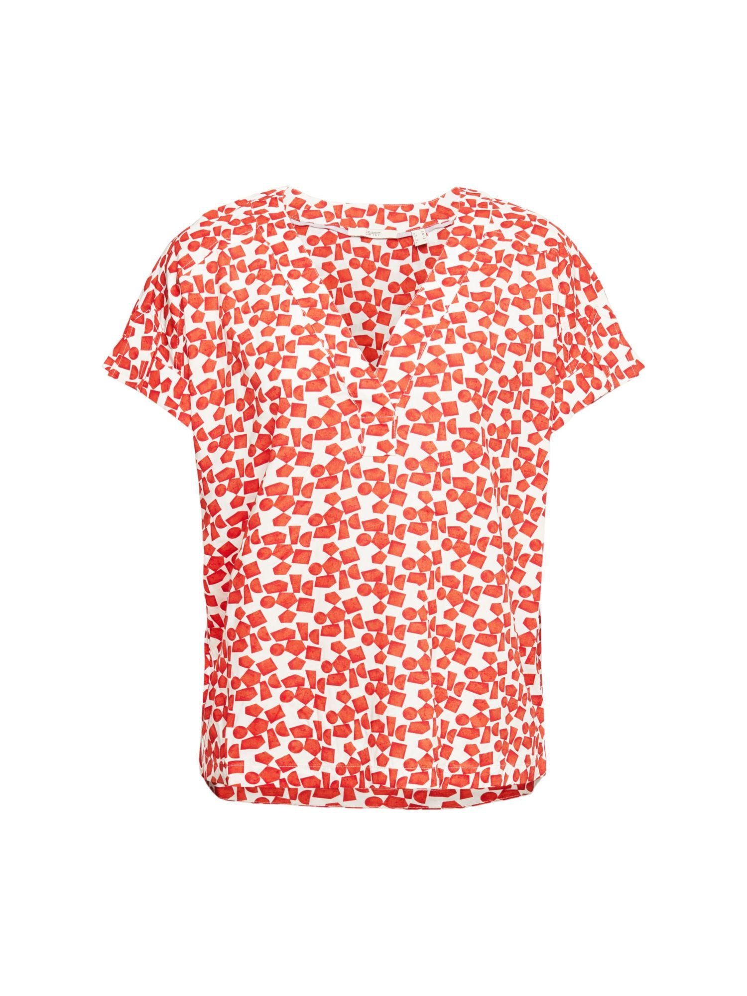 Esprit Kurzarmbluse Bluse mit LENZING™ ORANGE Muster, RED ECOVERO™