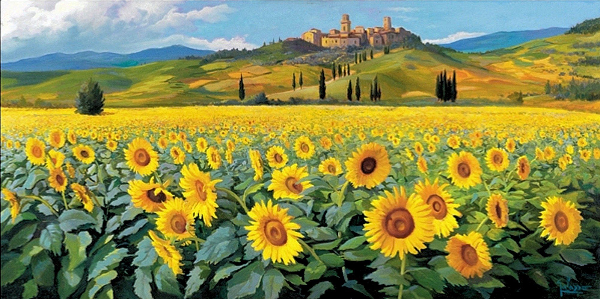 Home affaire Kunstdruck »Sonnenblumenfeld«, (1 Stück)-Otto
