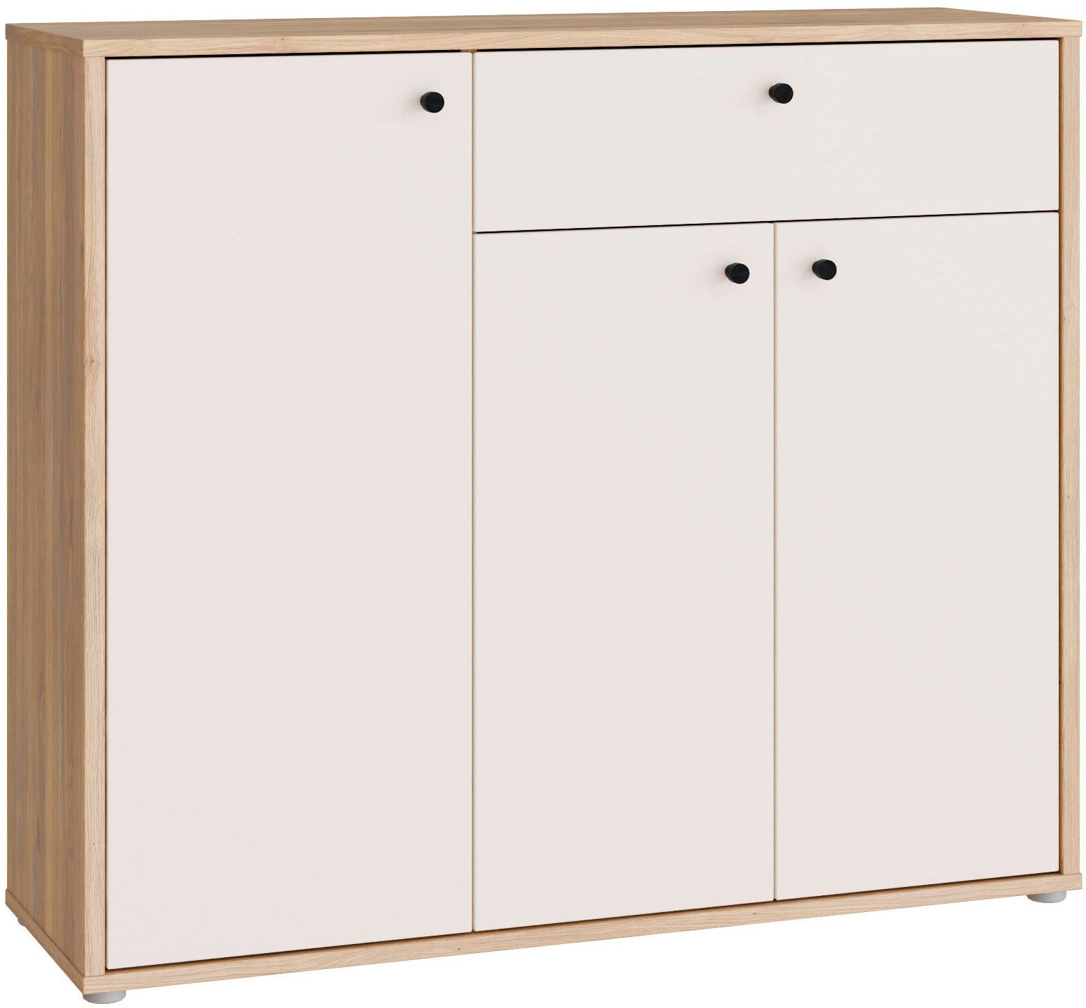 FORTE Schuhschrank Metallgriffe Schwarz B/H/T 113,4/98,3/34,9cm Soft Close, Vollauszug