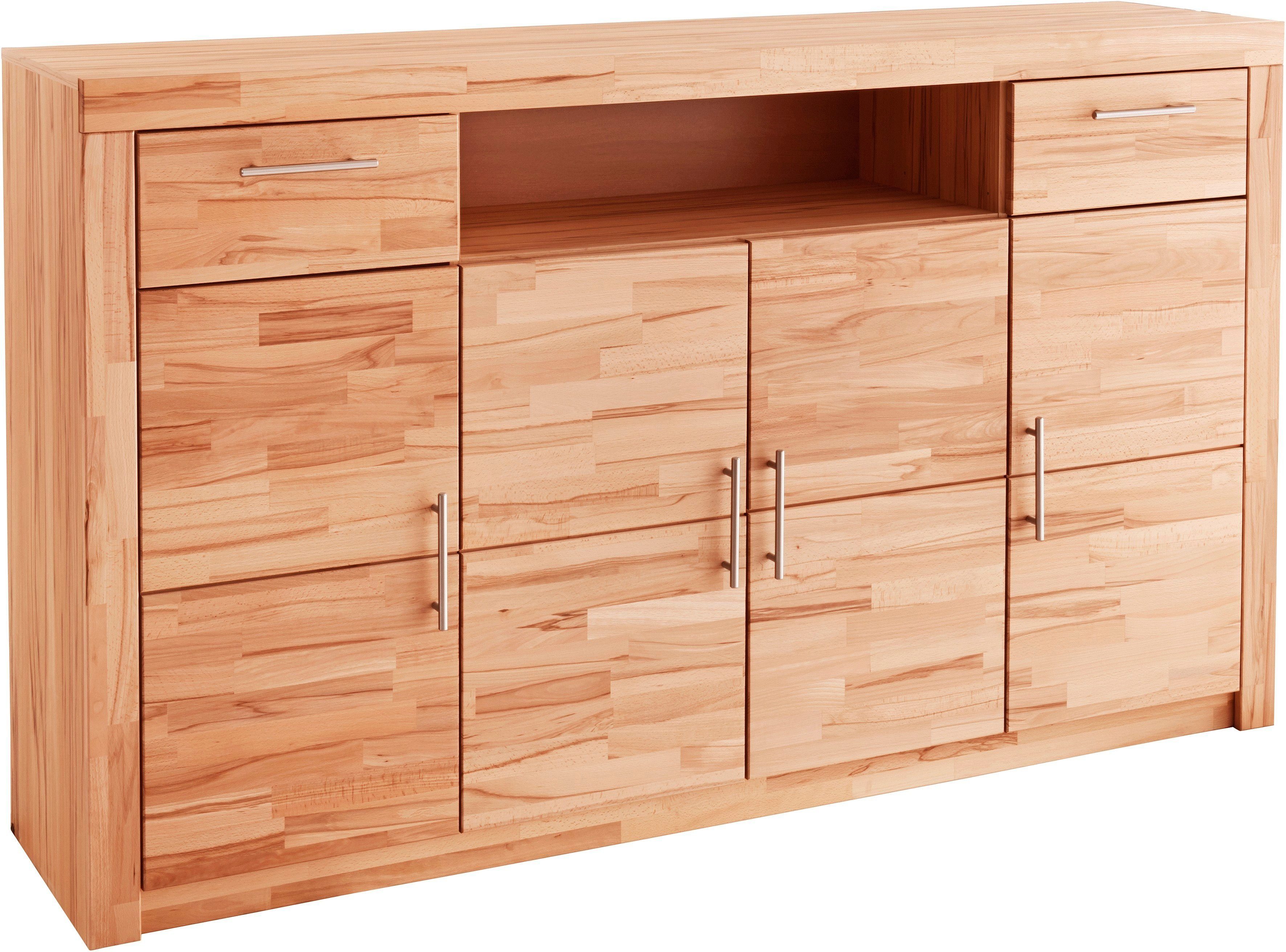 VOGL Möbelfabrik Highboard Toronto, opt. Glastüren, teilmassiv, Rahmenoptik, Made in Germany