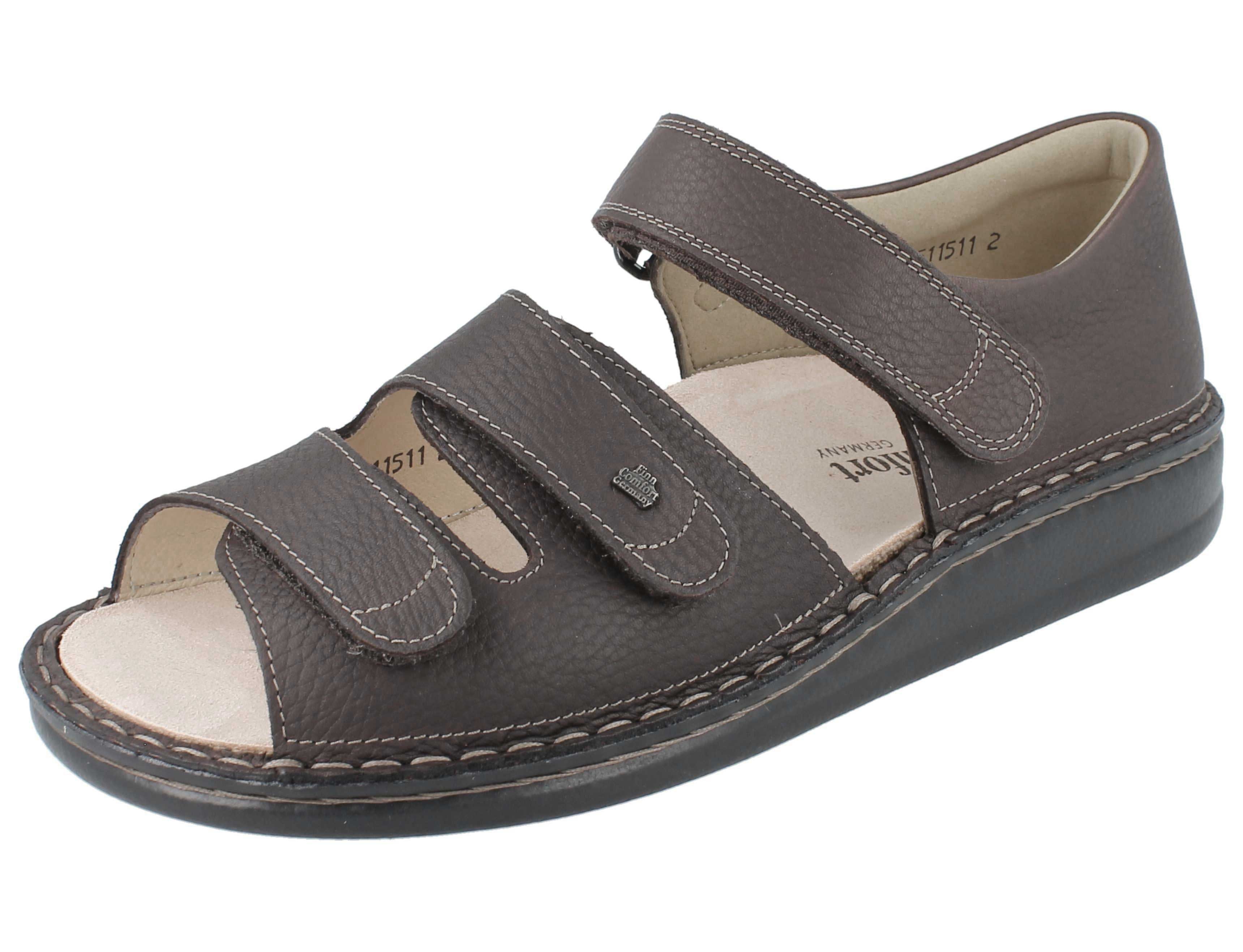 Finn Comfort FINN COMFORT Baltrum Herren Sandale dunkelbraun genarbtes Glattleder Sandale Wechselfußbett