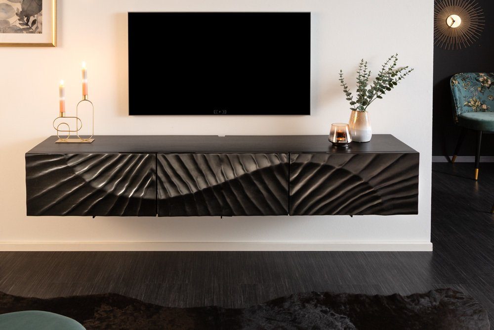 riess-ambiente Lowboard SCORPION 160cm schwarz (Einzelartikel, 1 St), Wohnzimmer · Massivholz · Mango · TV-Schrank · hängend · Industrial