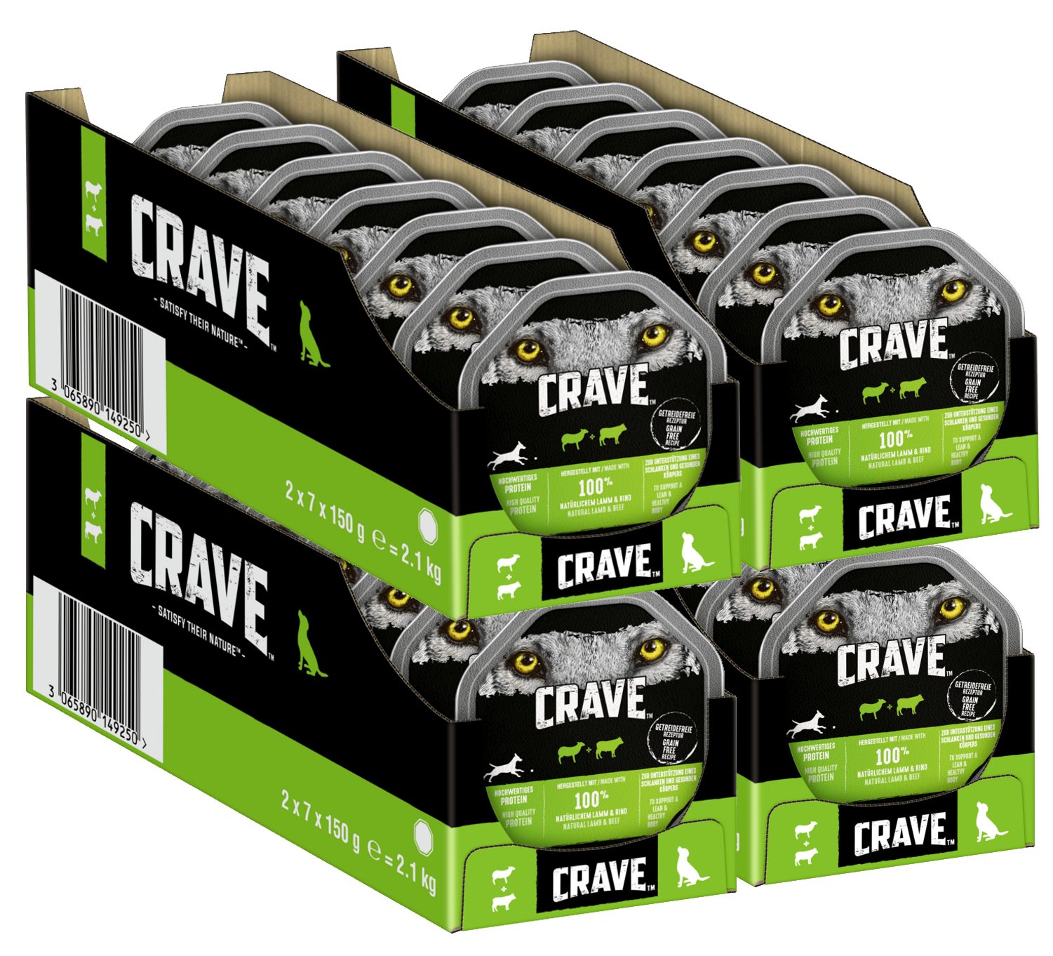 CRAVE CRAVE™ Hund Schale Pastete mit Lamm und Rind 2 x 14 x 150g, Nassfutter für: Hunde
