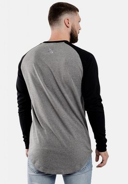 Blackskies T-Shirt Baseball Longshirt T-Shirt Grau Schwarz Large