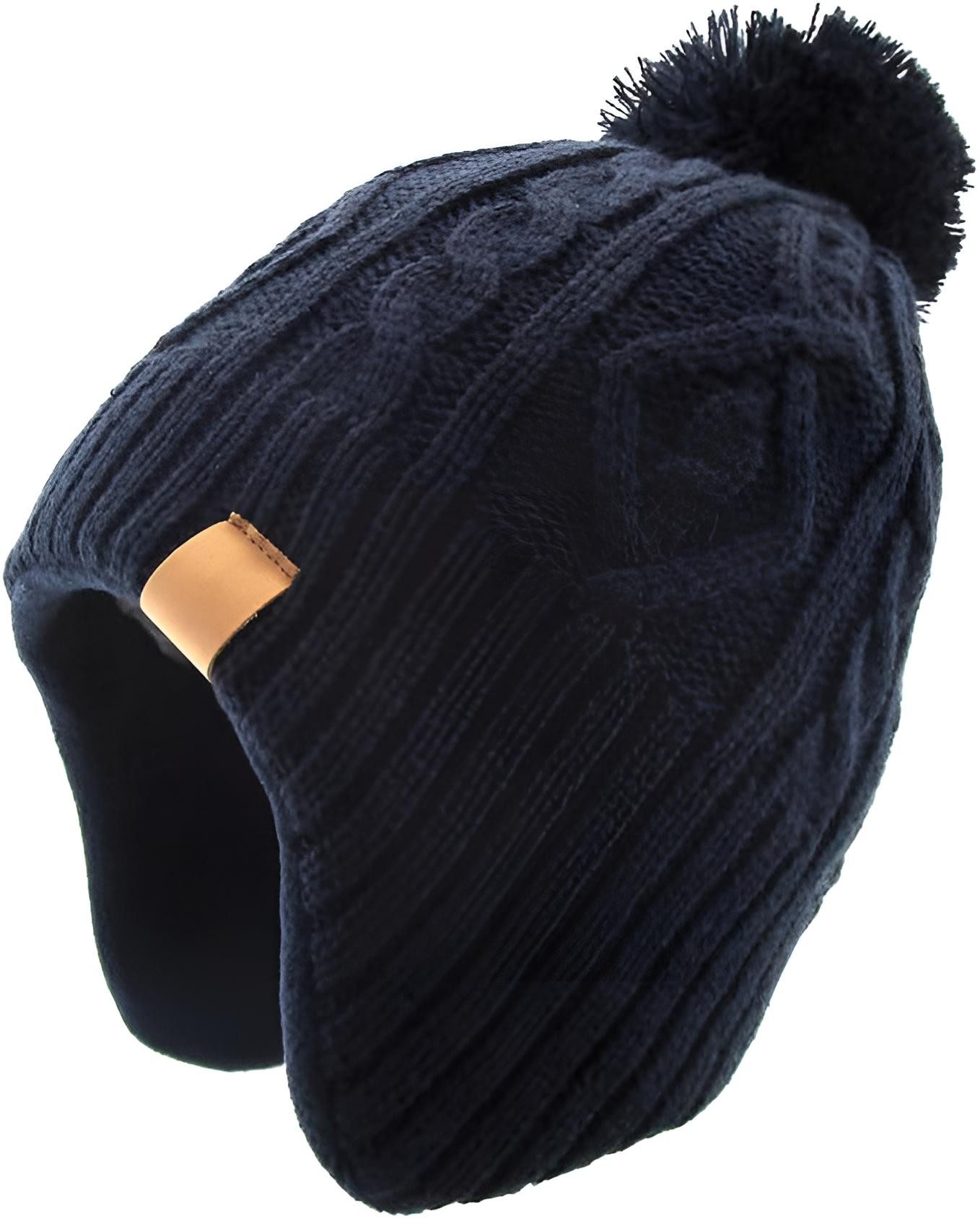 Diyarts Fleecemütze (1-St) Strick, warmes Futter, Bommel, Ohrenschutz, Farbenvielfalt