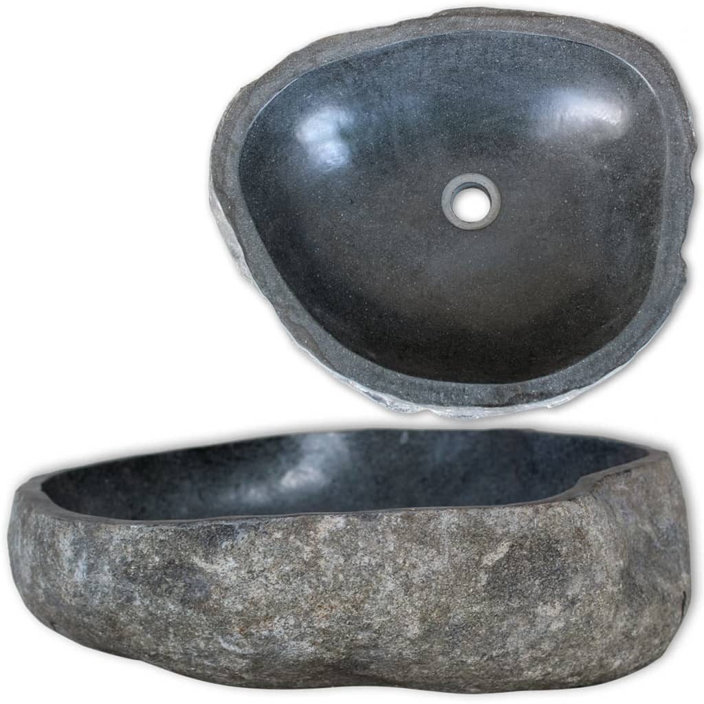 vidaXL Waschbecken Waschbecken Flussstein Oval 38-45 günstig online kaufen