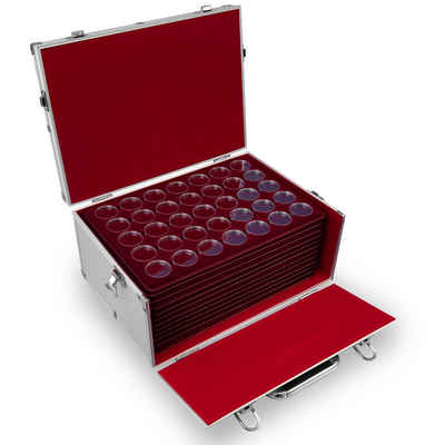 MC.Sammler Aufbewahrungsbox inkl 11 Tableaus für 385 Stk 10, 20, 25 Euro, 10 DM Münzen in Kapseln, mit 385 Münzkapseln 32,5mm