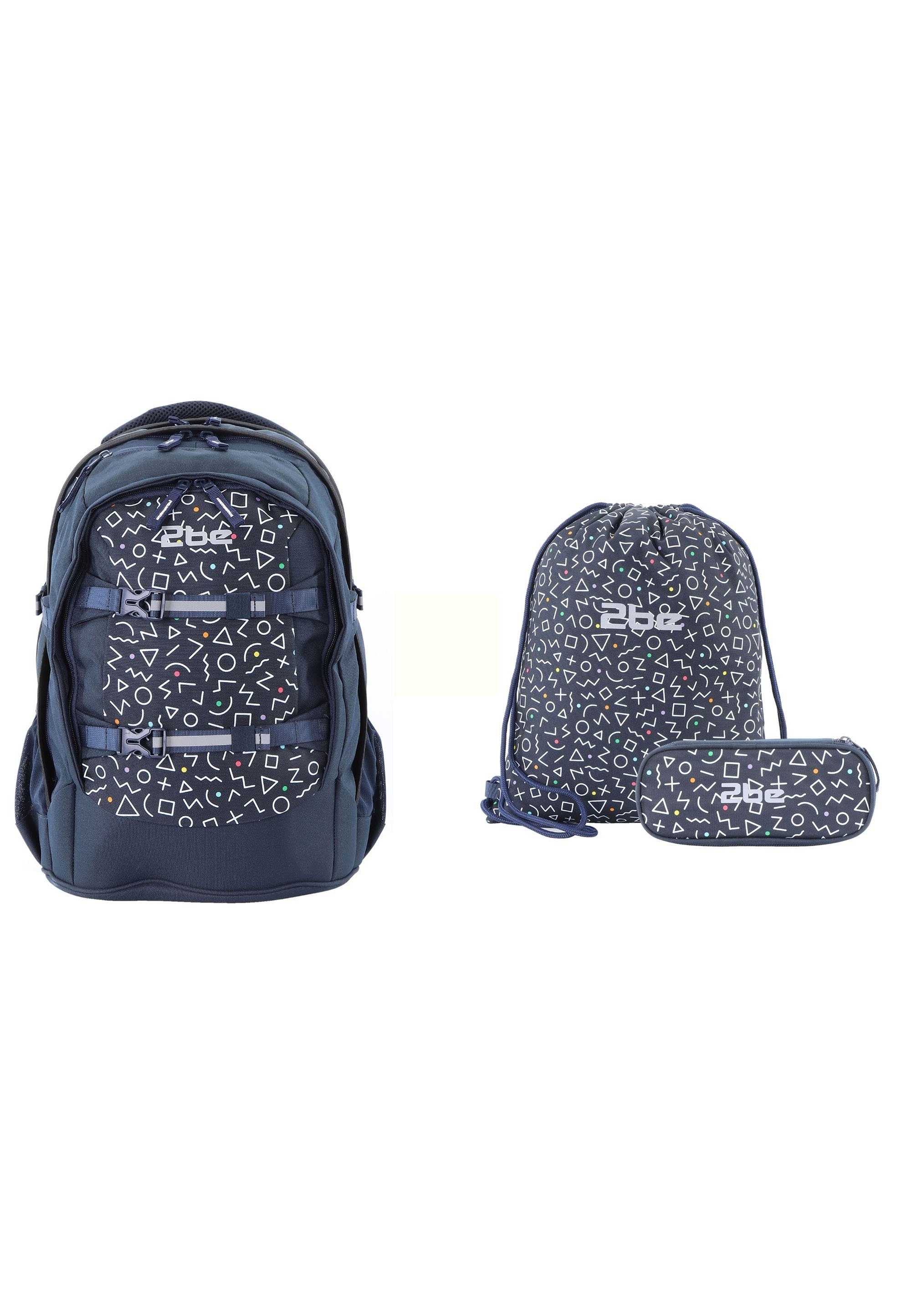 2be Schulrucksack Navy Turnbeutel Blue, mit und Federmäppchen