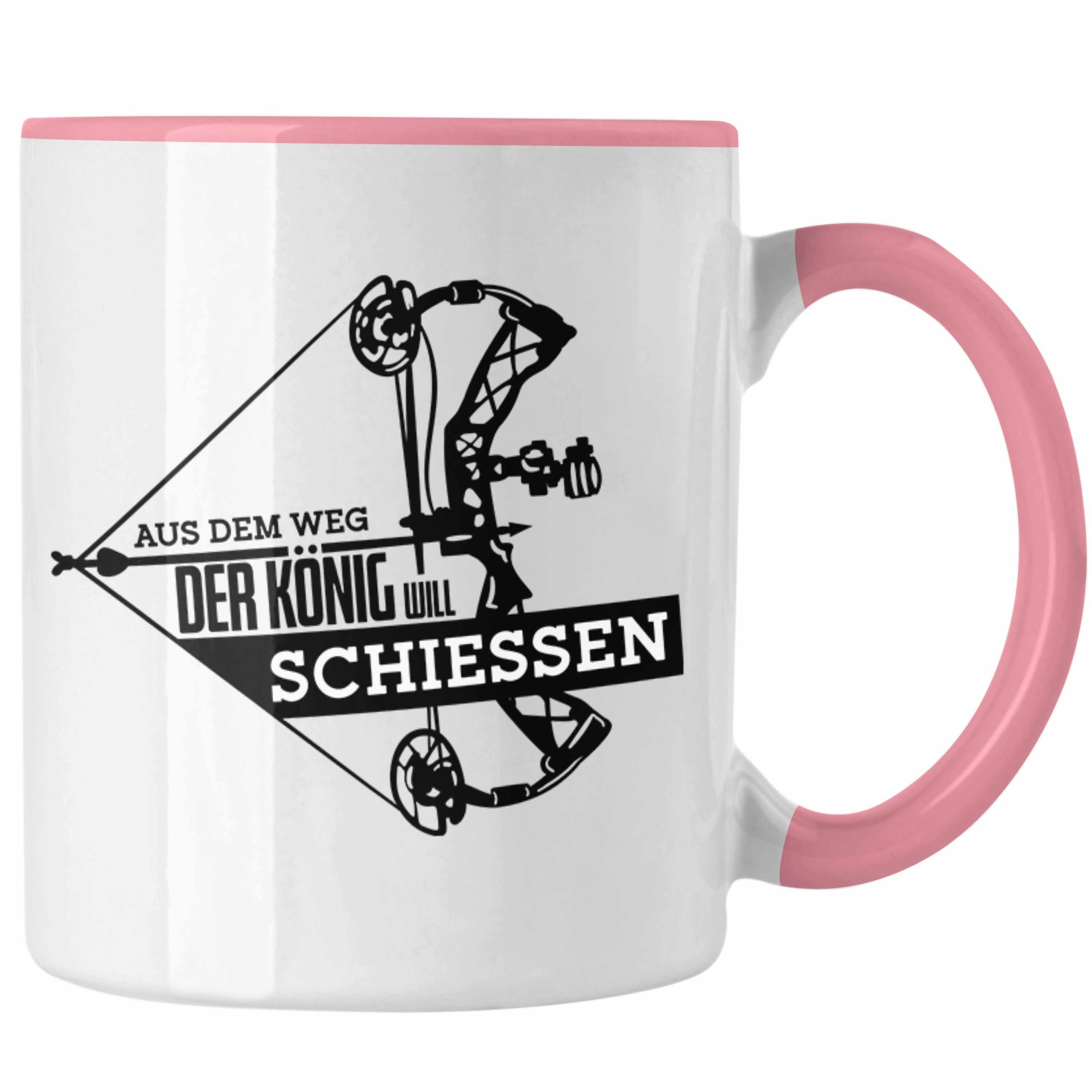 Trendation Tasse Bogenschießen Tasse mit Pfeil B für Rosa Bogenschütze Geschenk Spruch - und